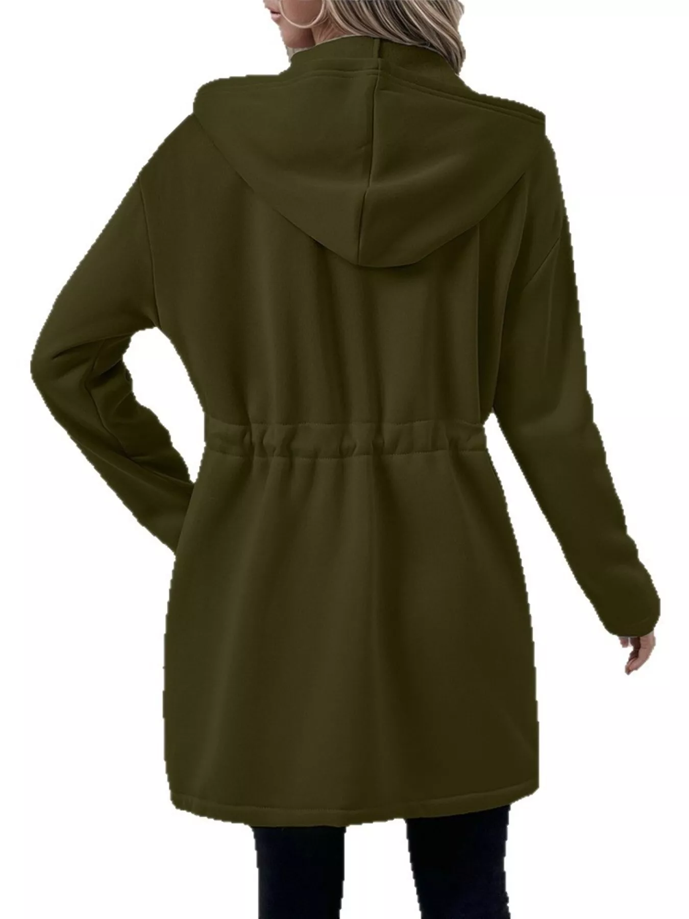 Drawstring Zip Up Hooded Outerwear - Image 7