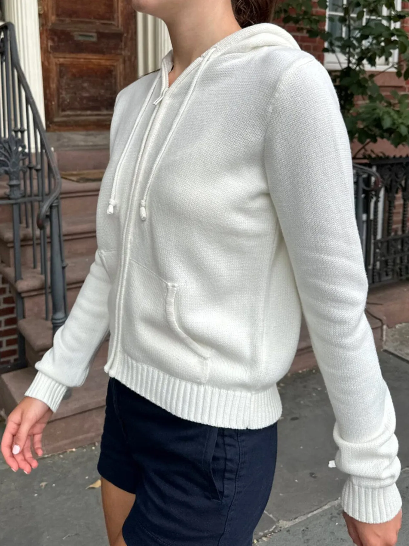 Drawstring Zip Up Long Sleeve Cardigan - Image 5