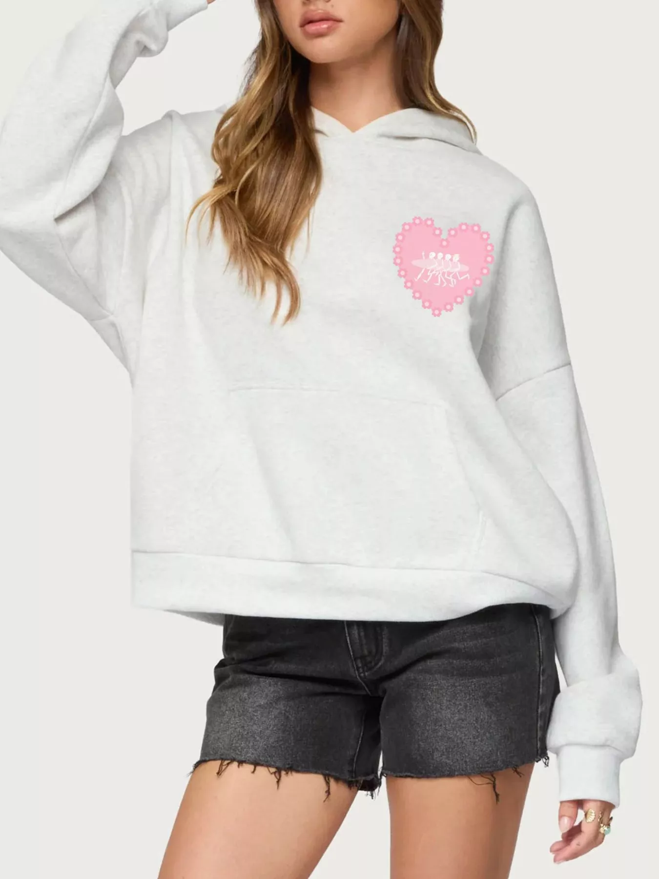 Drop Shoulder Graphic Hoodie with Kangaroo Pocket - Image 7