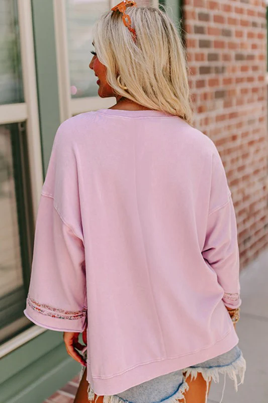 Drop Shoulder Wide Sleeve Casual Sweatshirts Top - Image 6