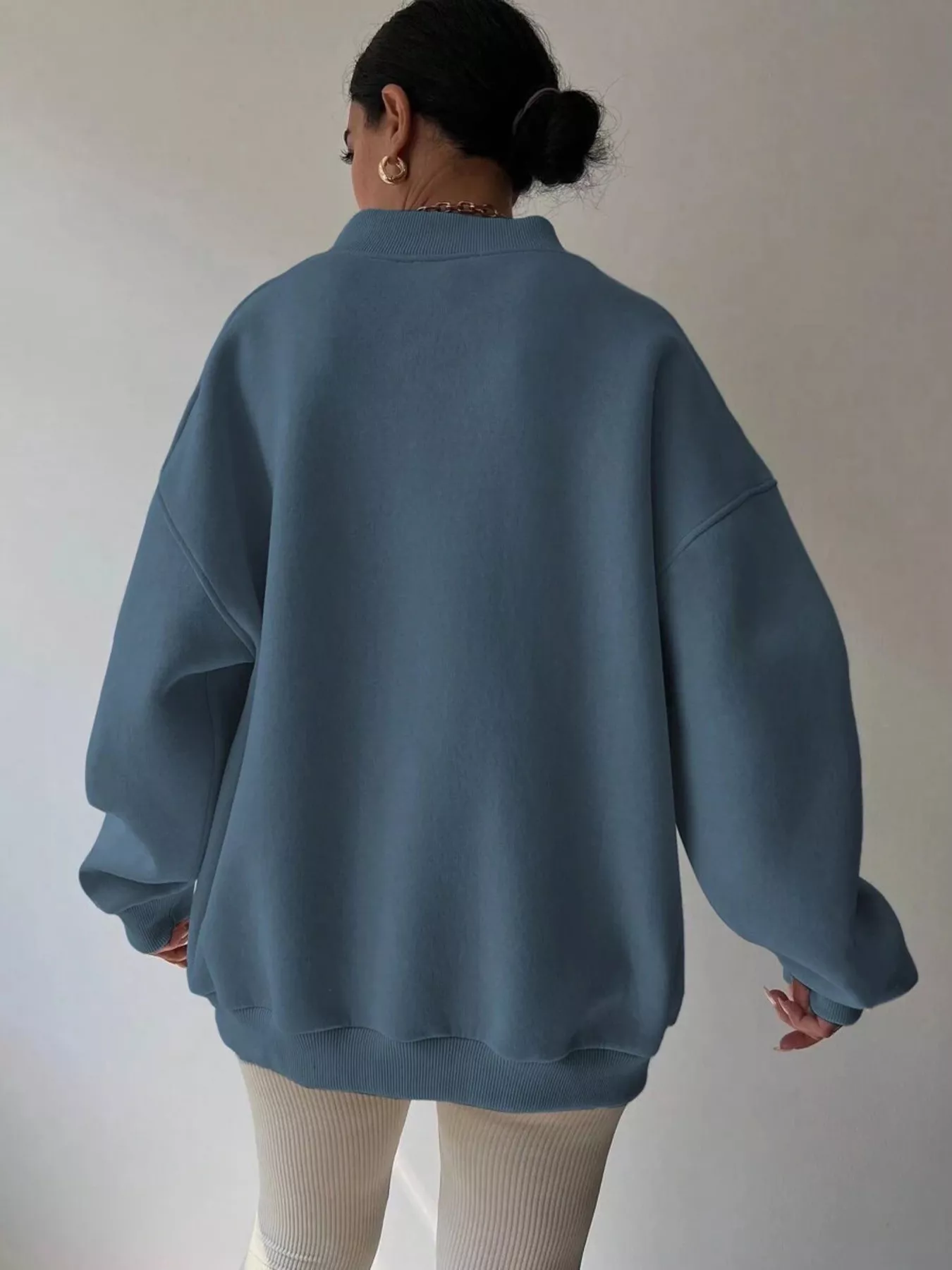 Dropped Shoulder Long Sleeve Oversized Sweatshirt - Image 29