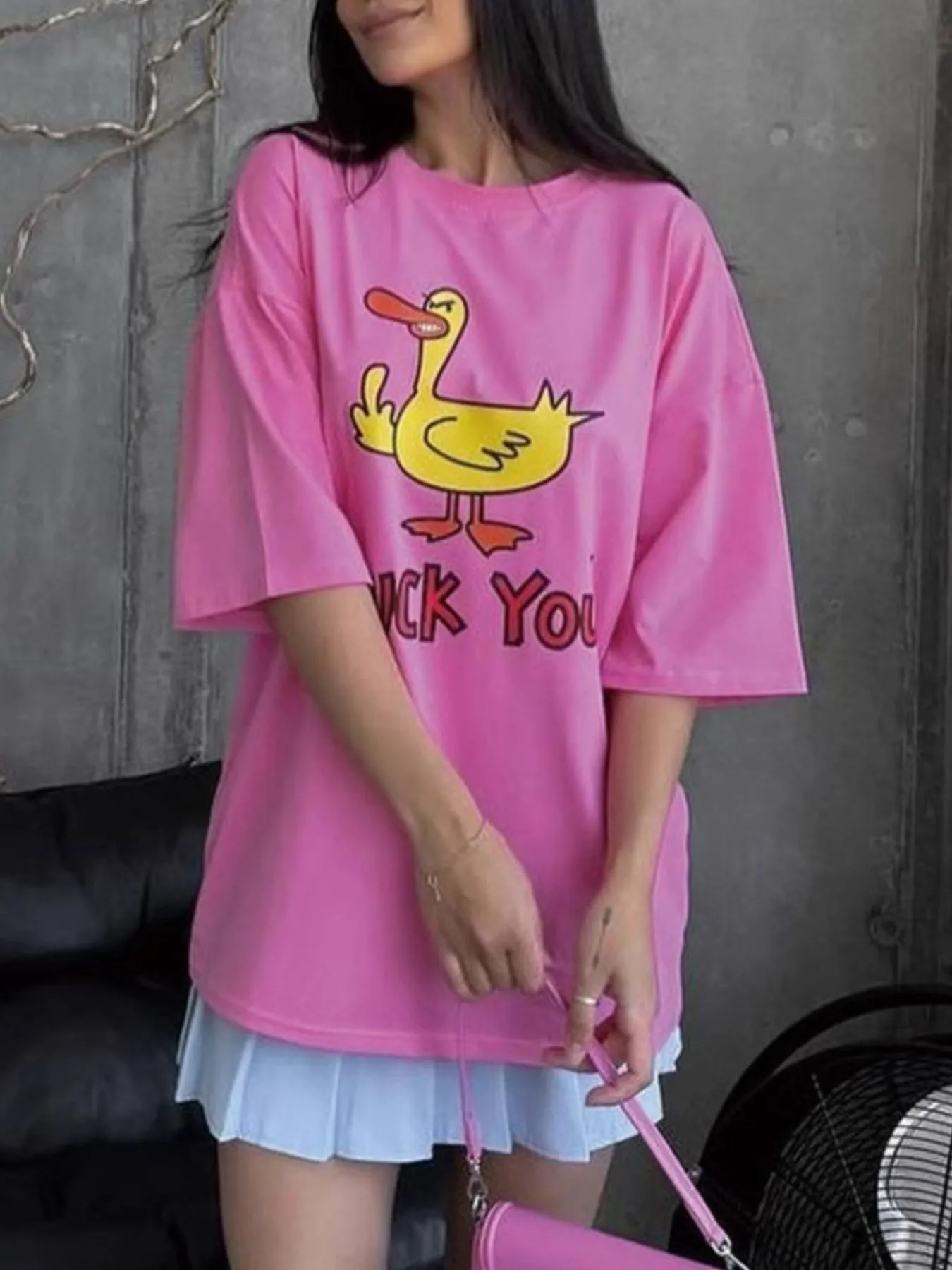 Duck Graphic Oversized Round Neck T-Shirt - Image 4