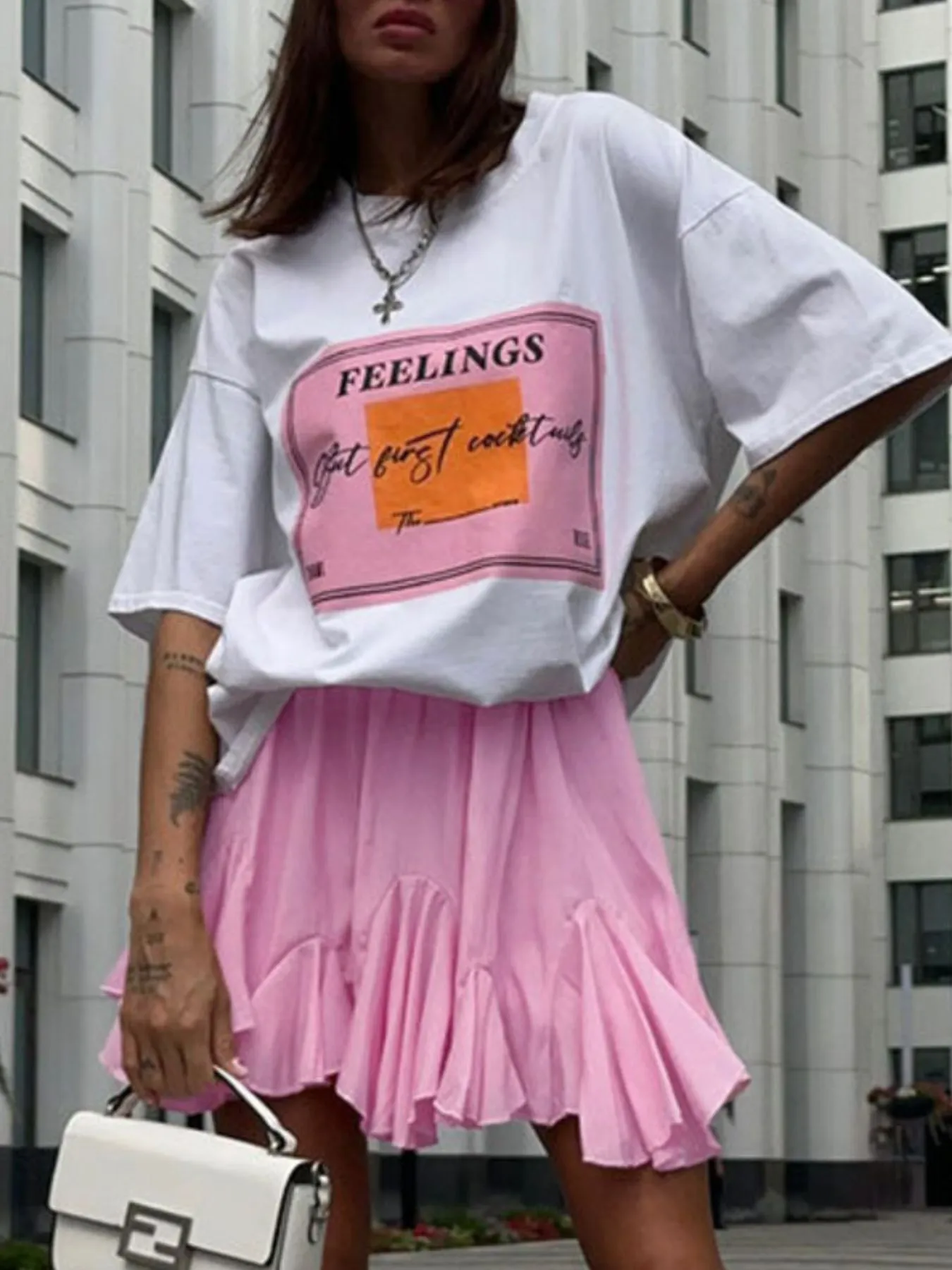 Elastic Waist Ruffled Hem Skirt - Image 12