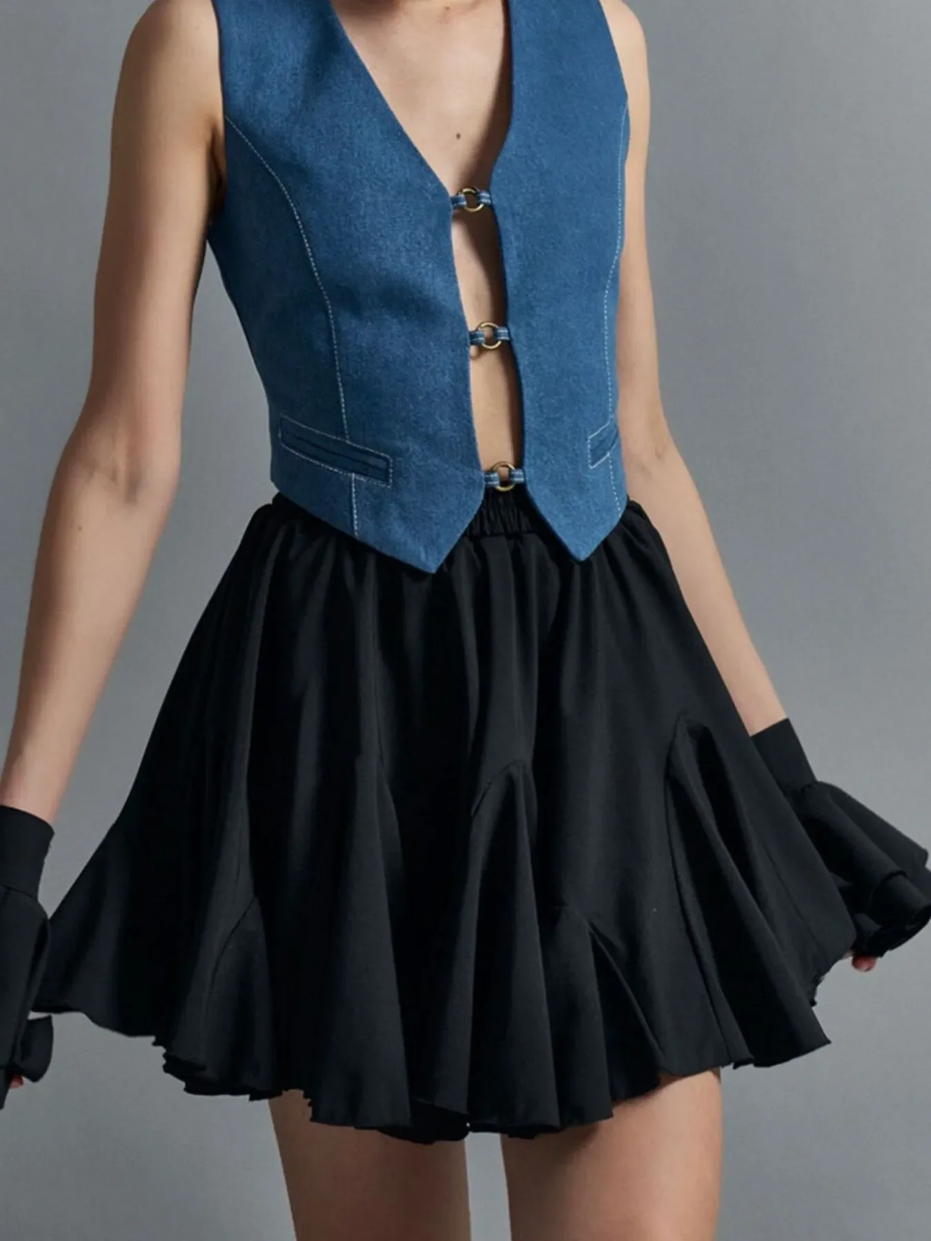 Elastic Waist Ruffled Hem Skirt - Image 16