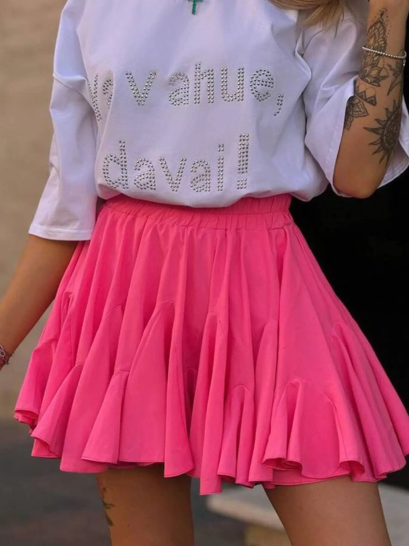 Elastic Waist Ruffled Hem Skirt - Image 19