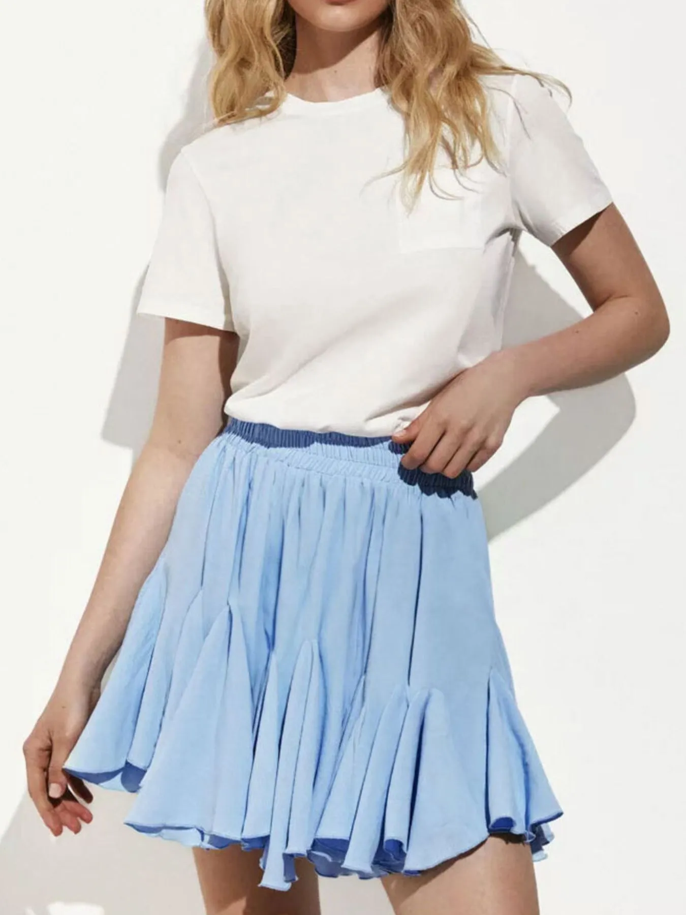 Elastic Waist Ruffled Hem Skirt - Image 24