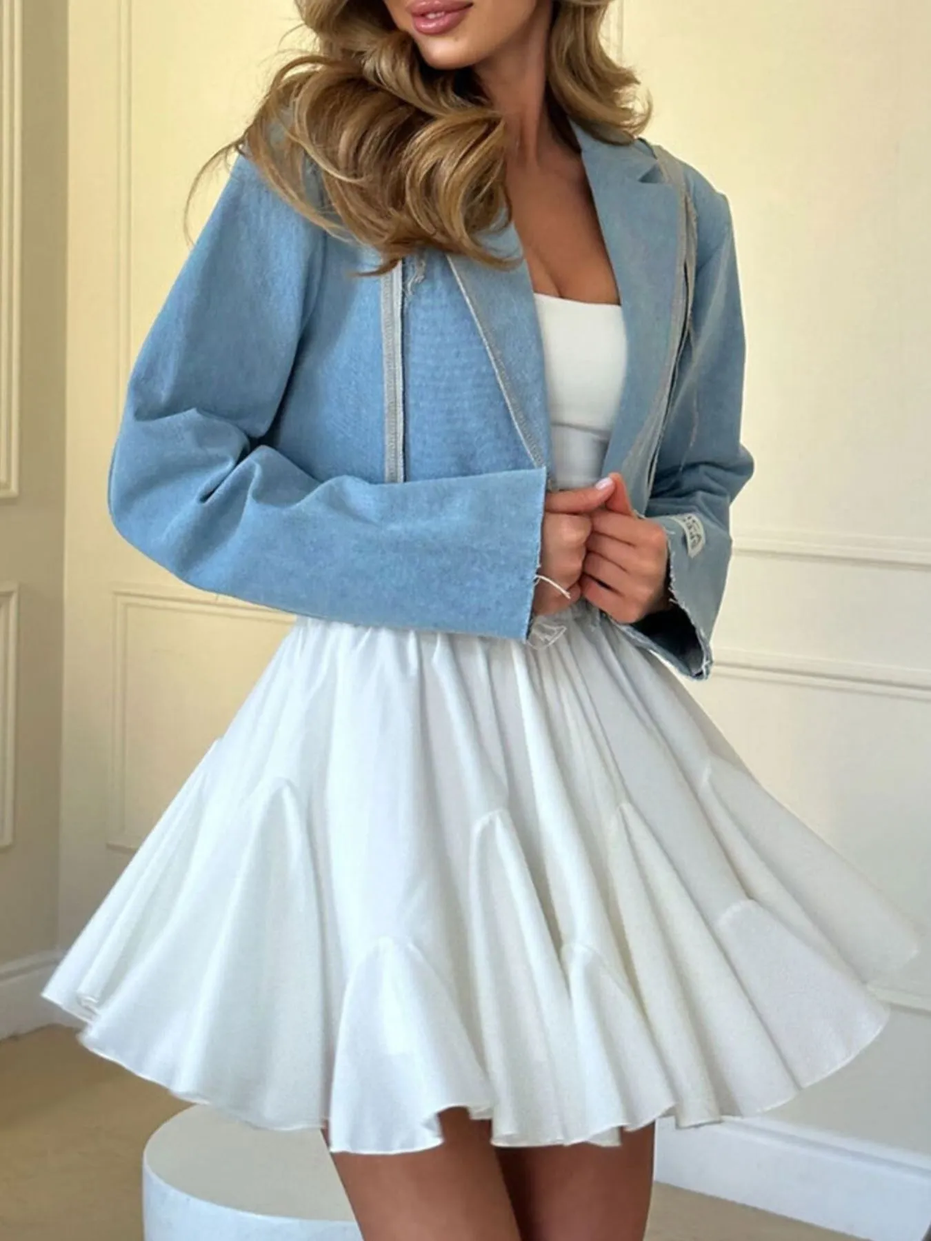 Elastic Waist Ruffled Hem Skirt - Image 6