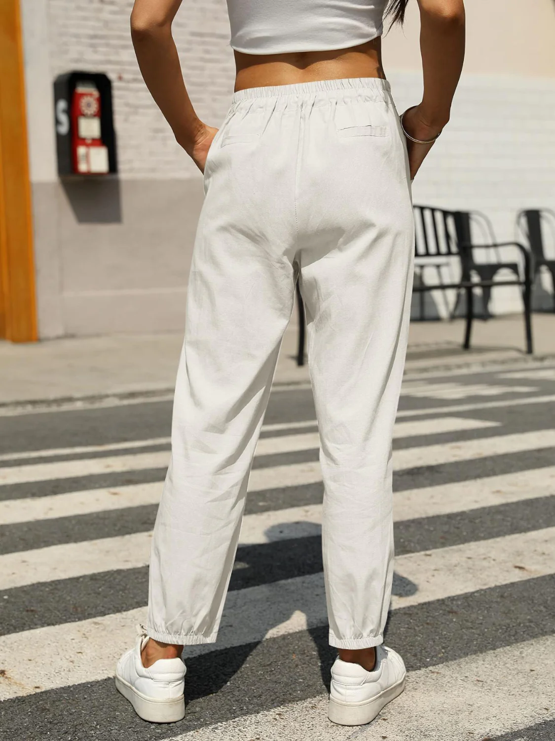 Elastic Waist Tapered Pants - Image 2