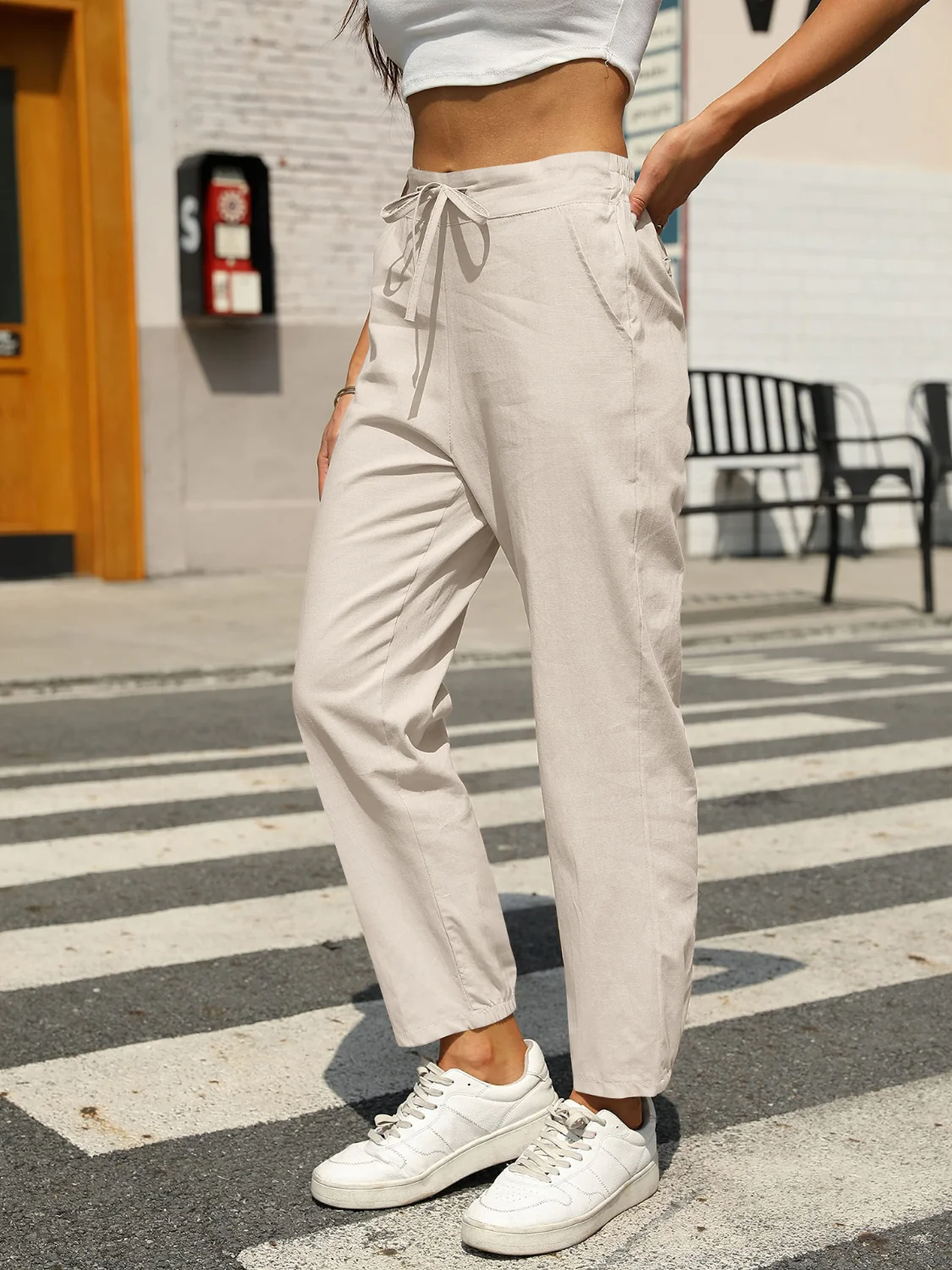 Elastic Waist Tapered Pants - Image 4