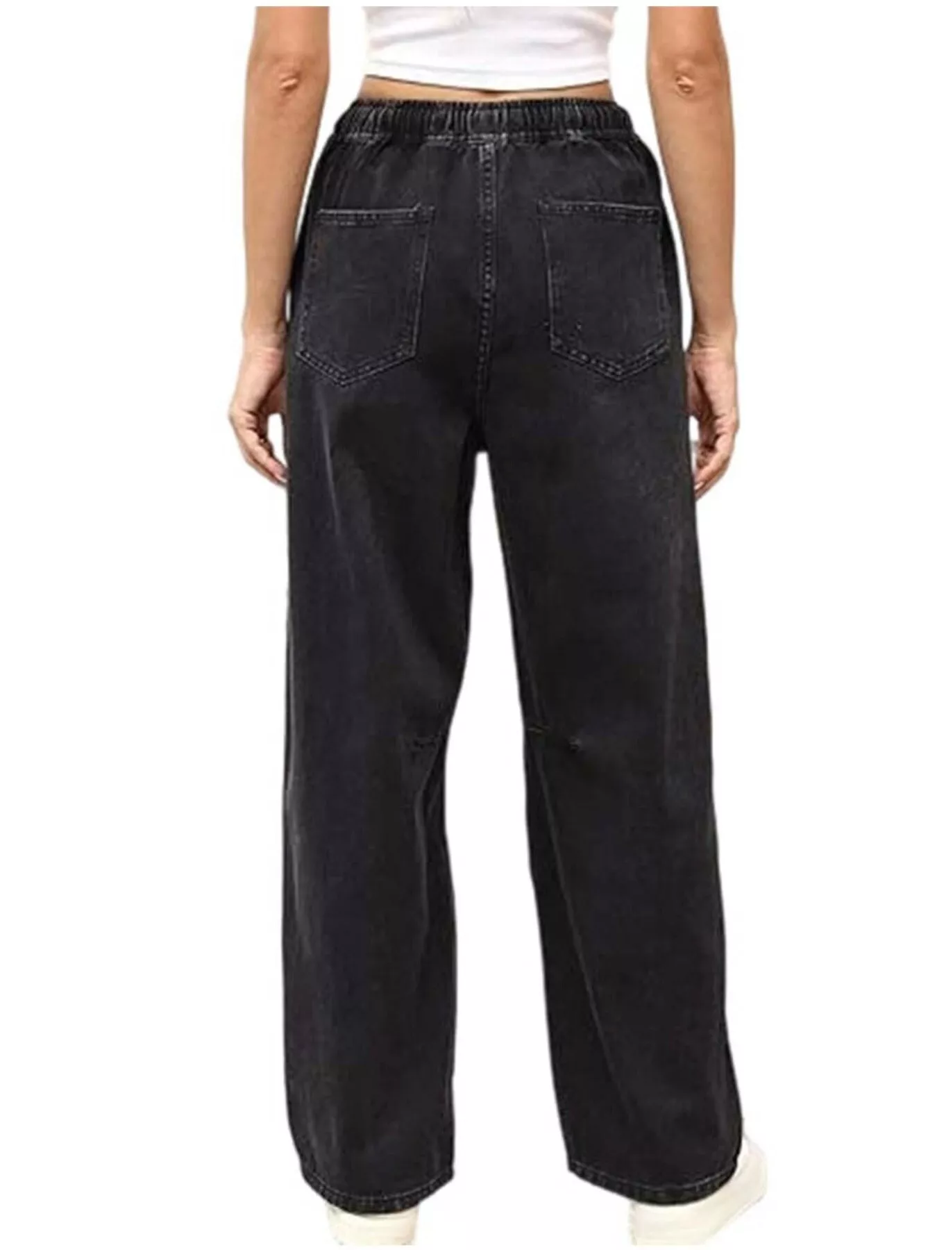 Elastic Waist Wide Leg Jeans - Image 2