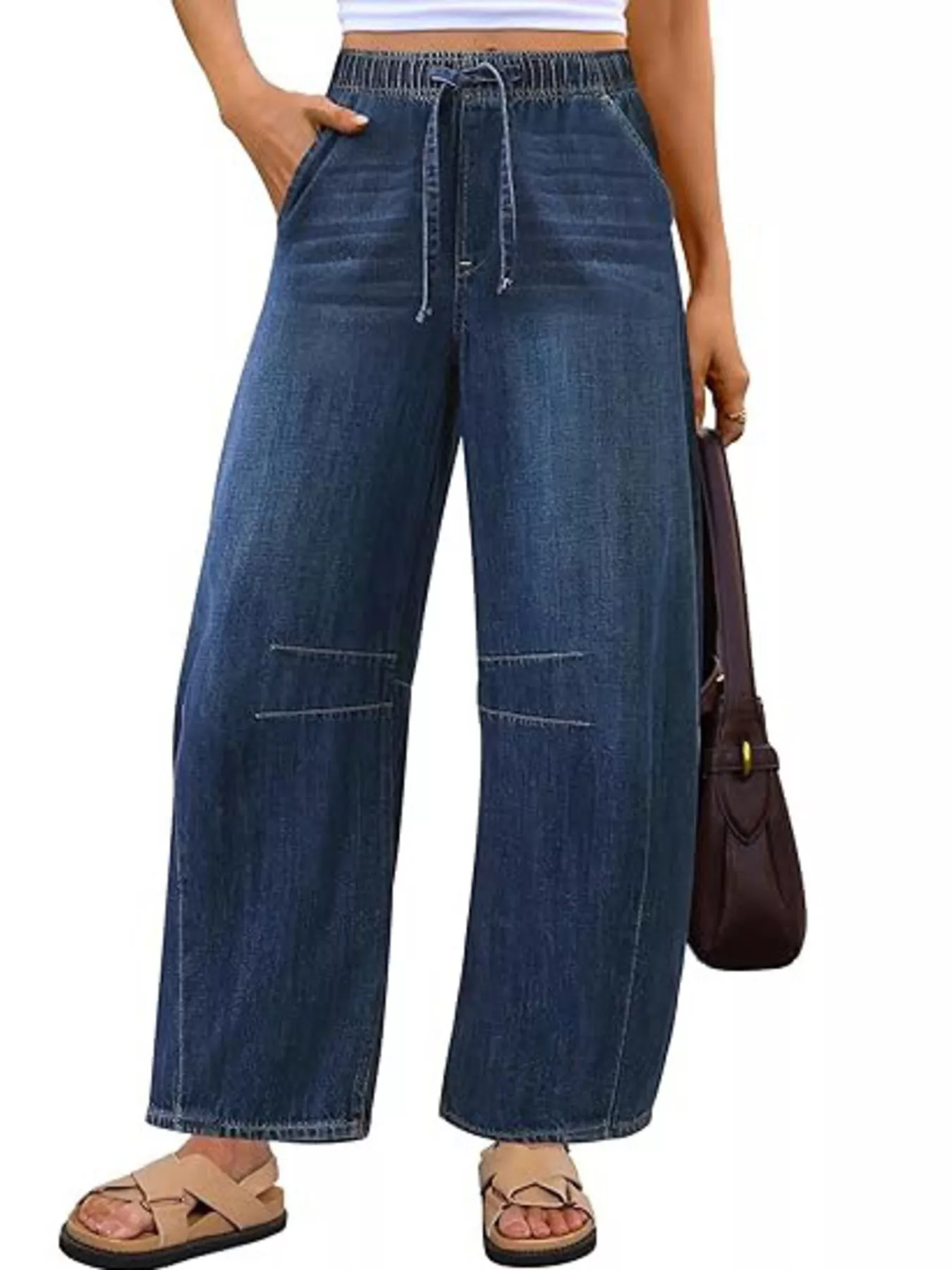 Elastic Waist Wide Leg Jeans - Image 3