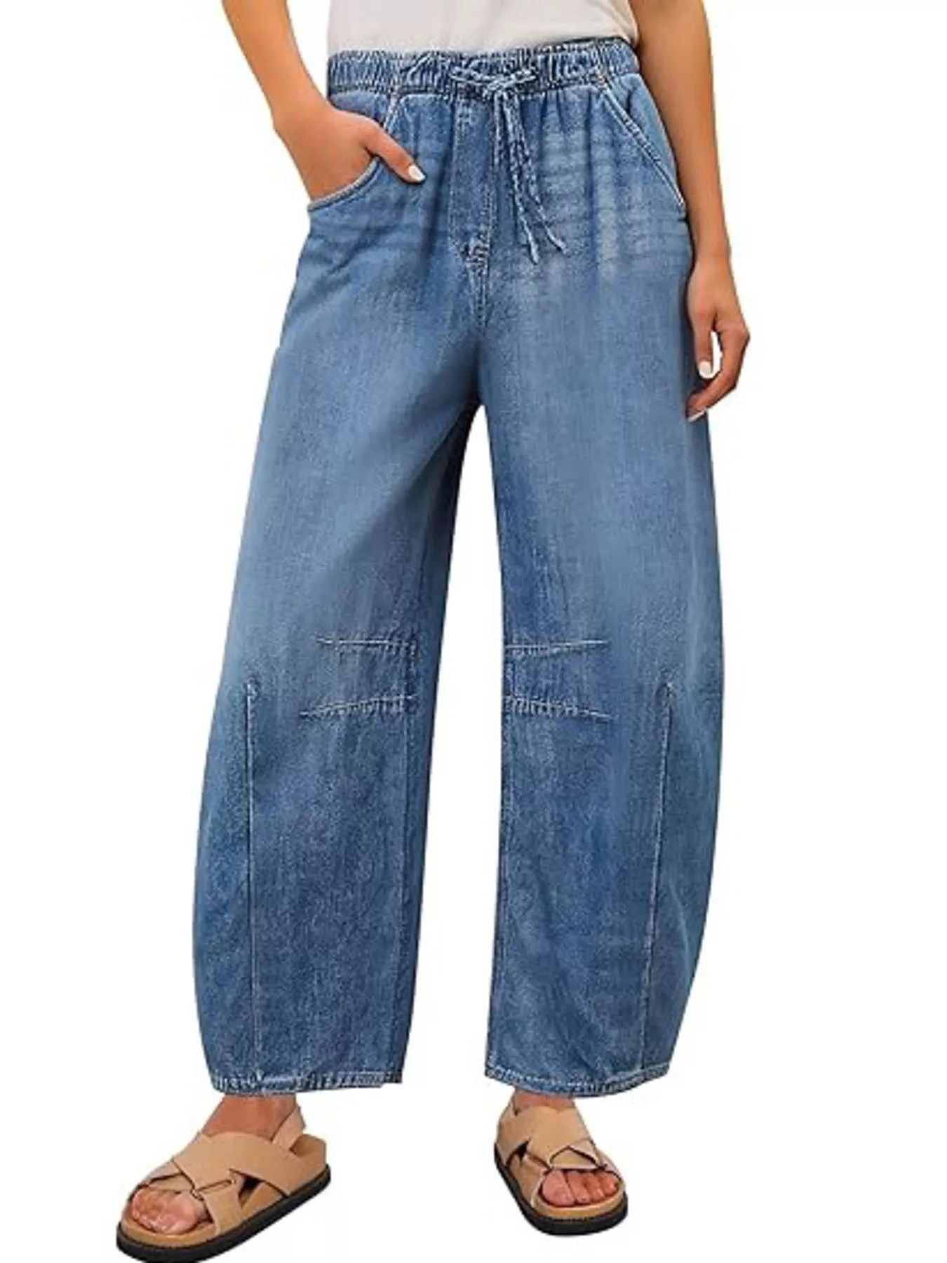 Elastic Waist Wide Leg Jeans - Image 5
