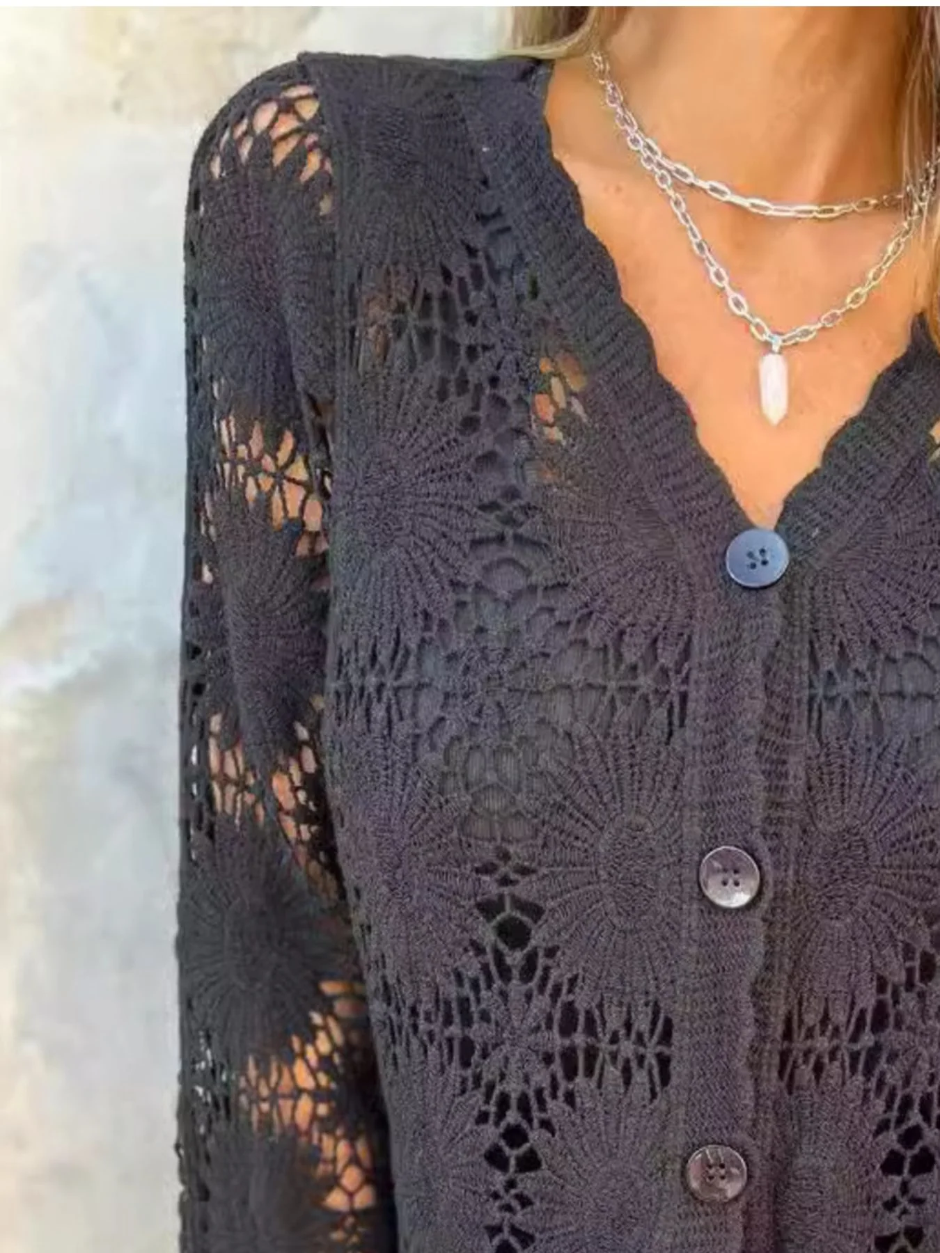 Elegant Floral Crochet Knit Cover Up - Image 6