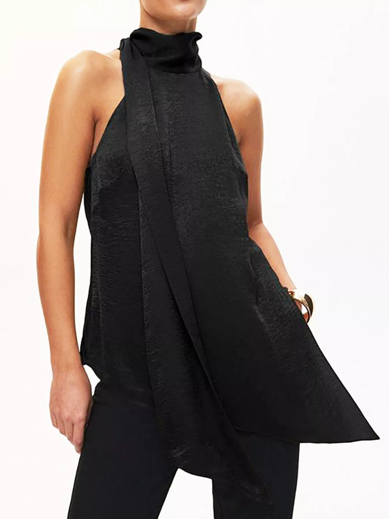 Elegant Halter Neck Asymmetrical Sleeveless Top - Image 10