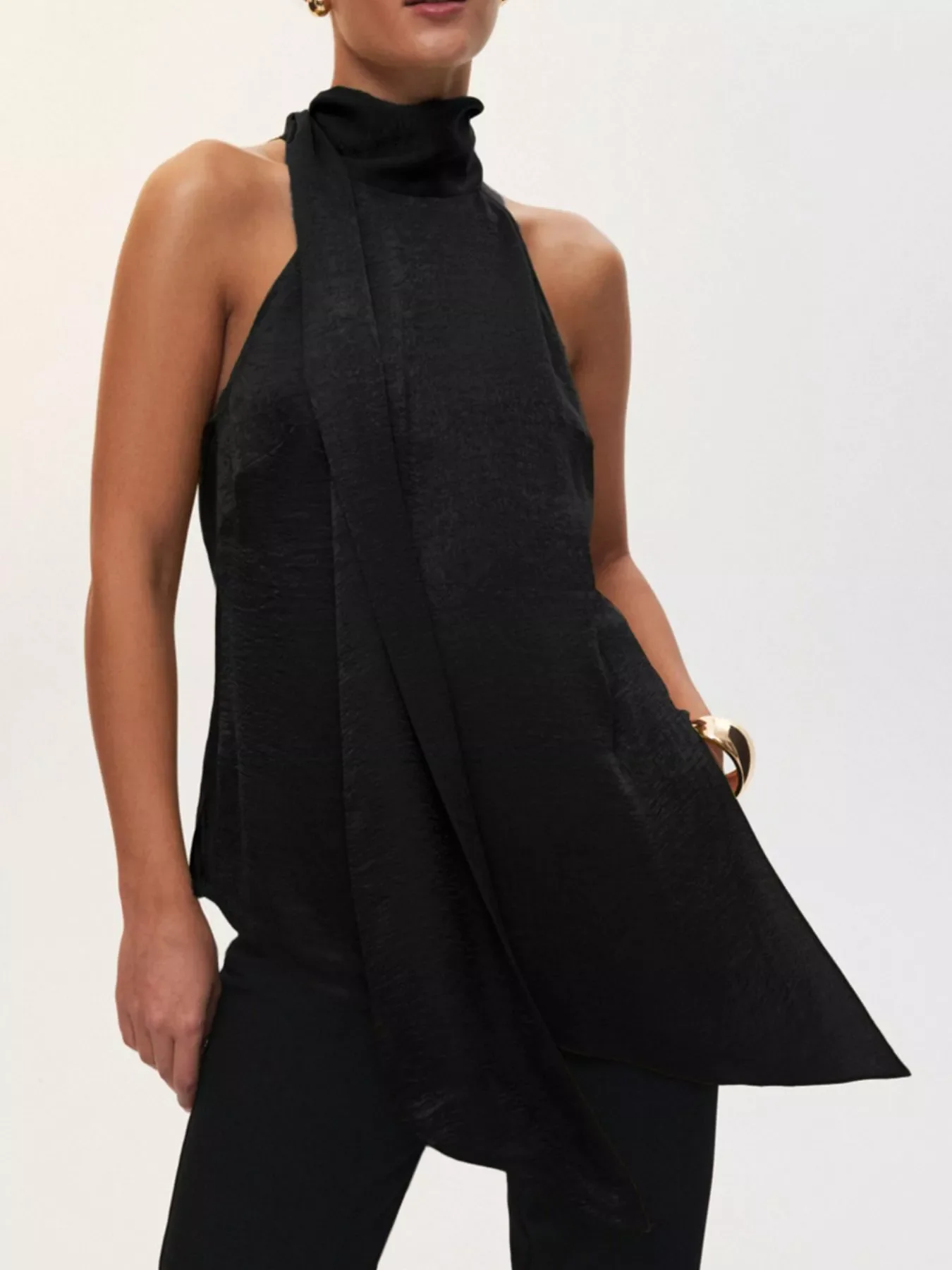 Elegant Halter Neck Asymmetrical Sleeveless Top - Image 9