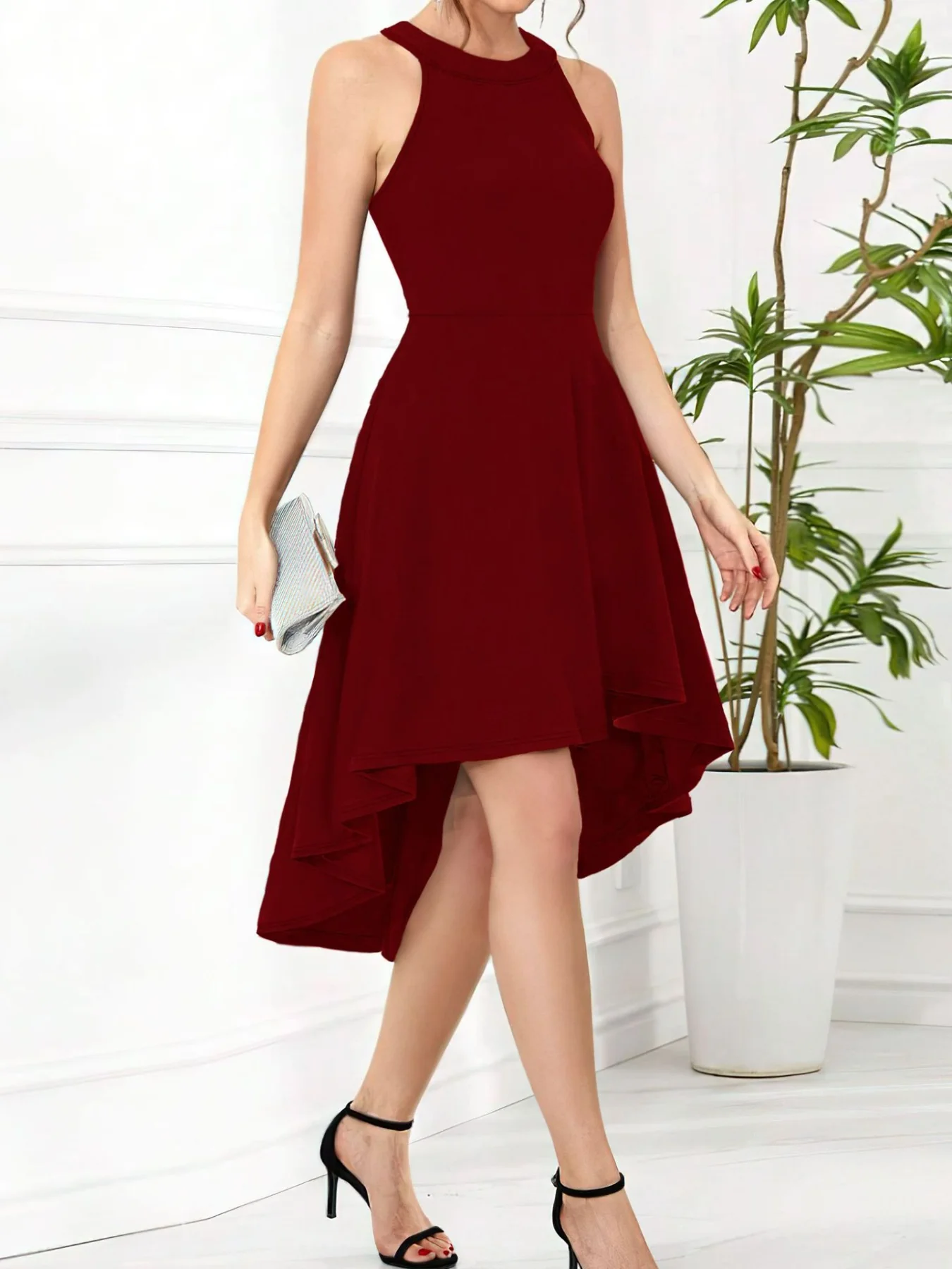 Elegant High-Low Hem Sleeveless Dress - Image 15
