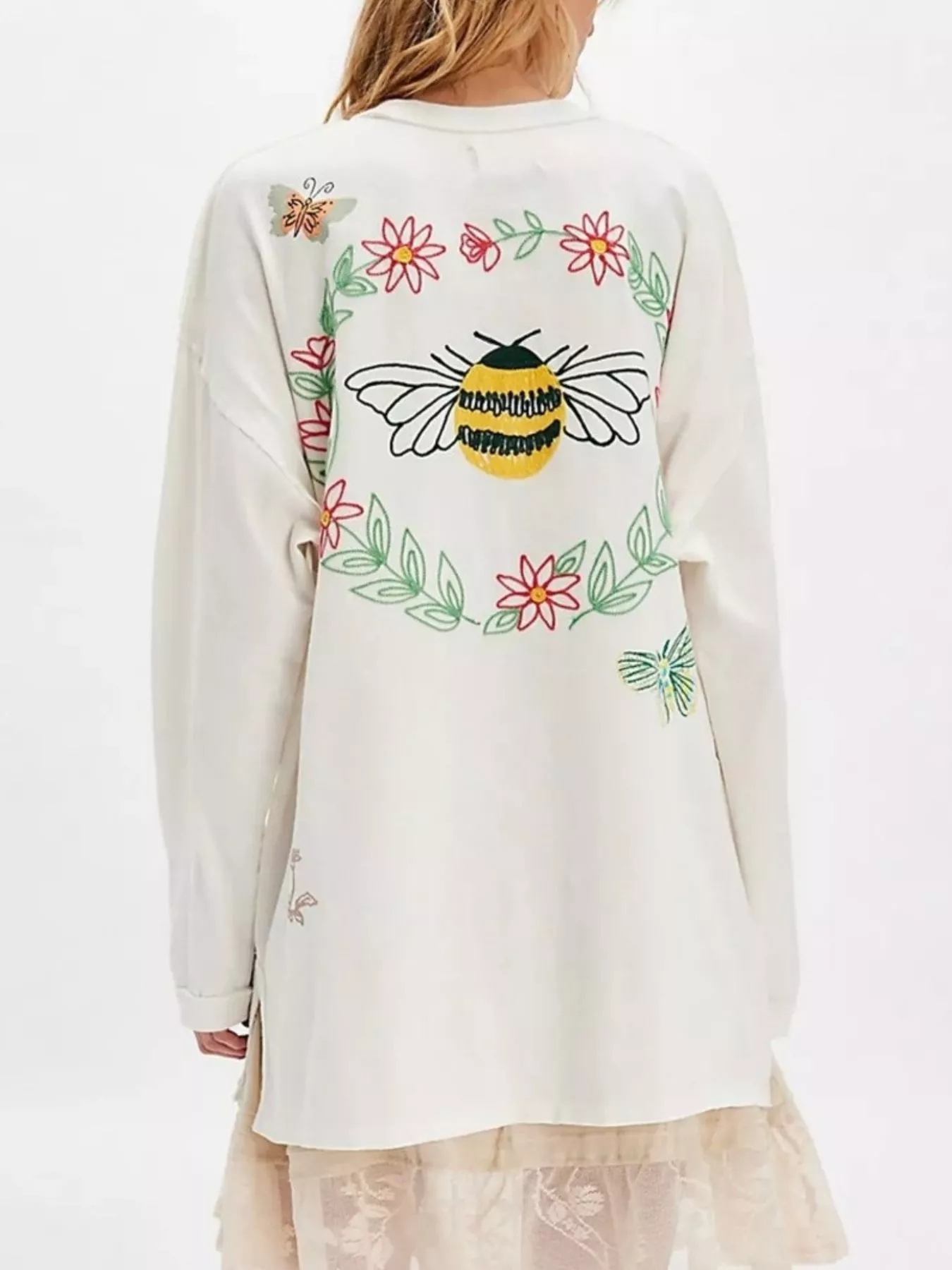 Embroidered Crew Neck Long Sleeve Sweatshirt - Image 8