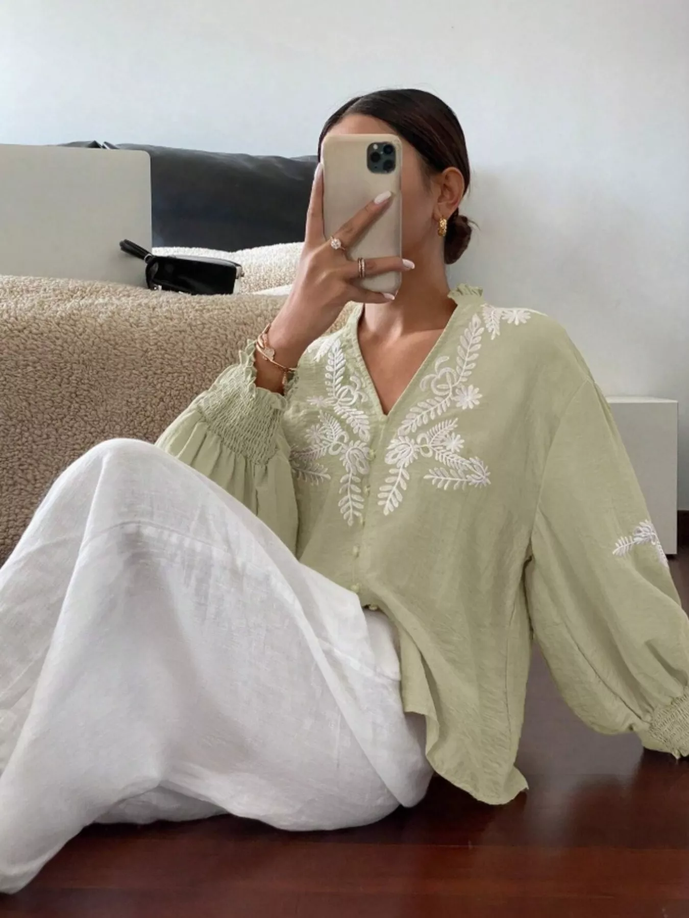 Embroidered Long Sleeve Blouse - Image 12