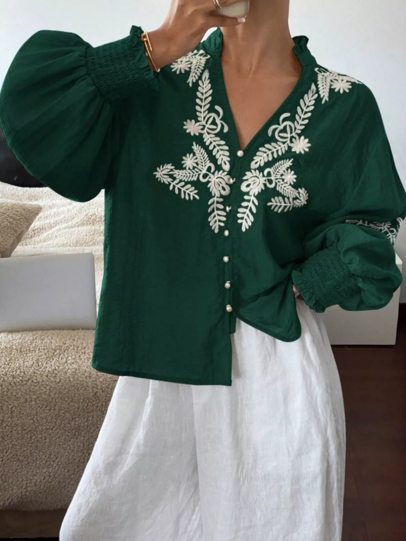 Embroidered Long Sleeve Blouse - Image 14
