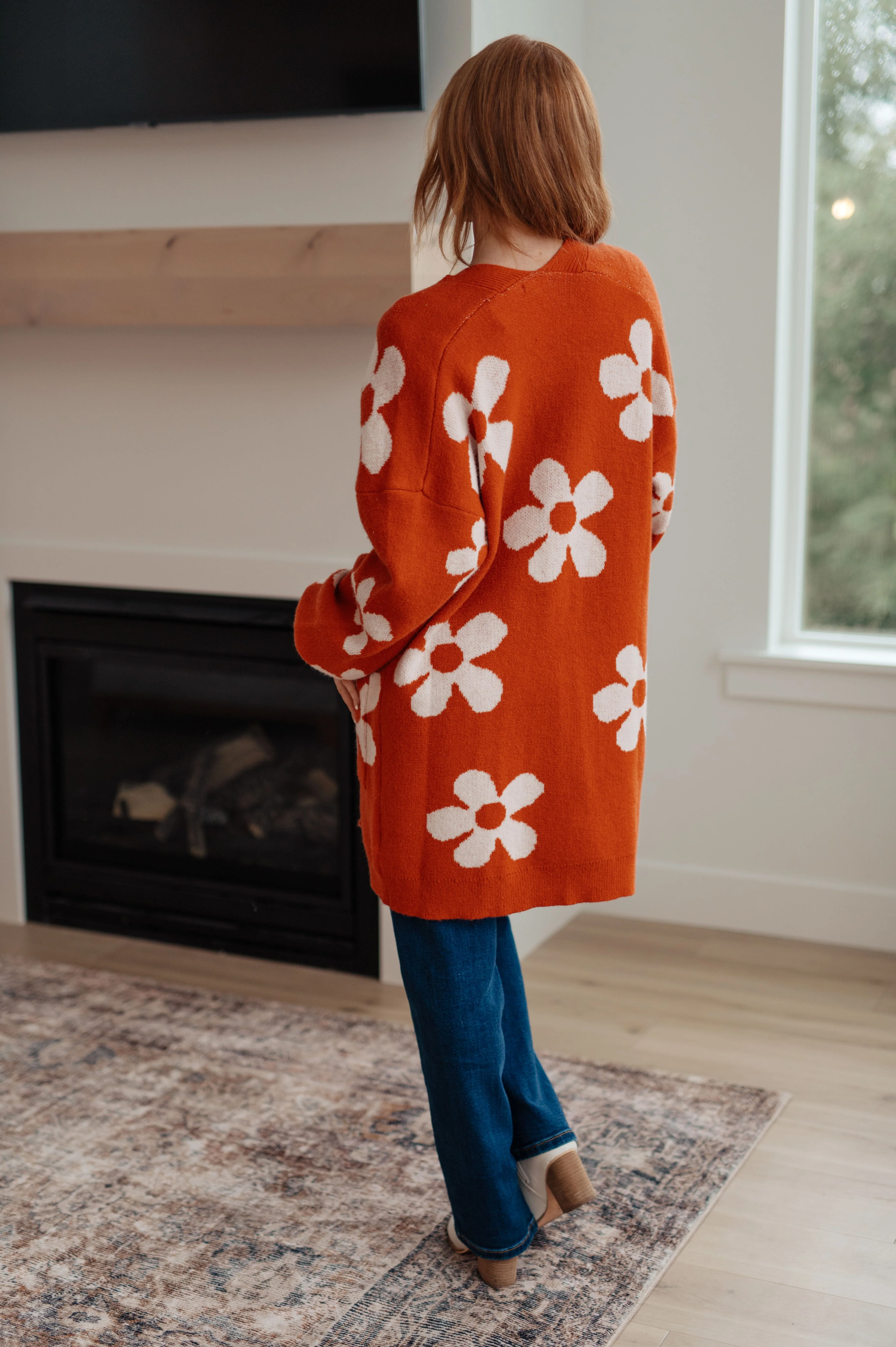 Enough Anyways Floral Cardigan in Burnt Orange - Image 10