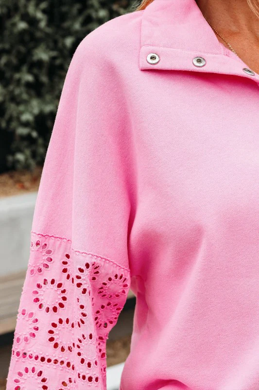 Evangeline Embroidered Flower Buttons Pullover Swe - Image 18