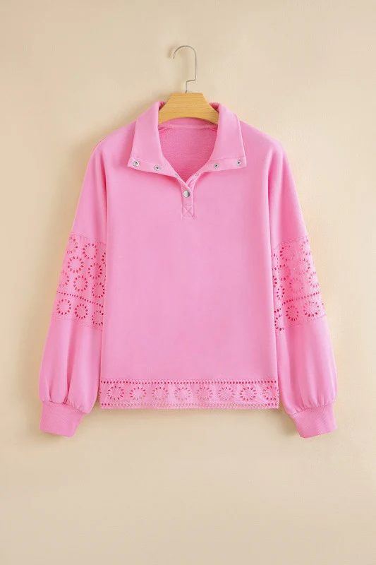 Evangeline Embroidered Flower Buttons Pullover Swe - Image 21