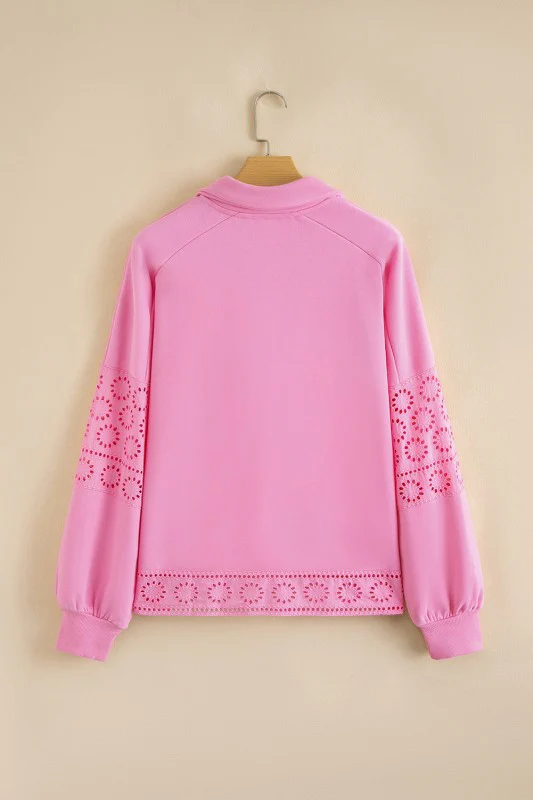 Evangeline Embroidered Flower Buttons Pullover Swe - Image 24