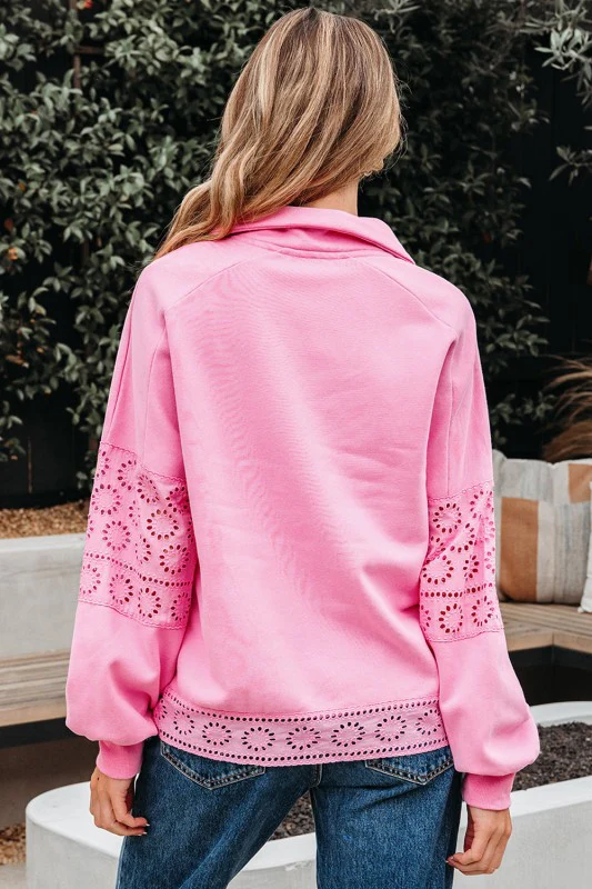 Evangeline Embroidered Flower Buttons Pullover Swe - Image 4
