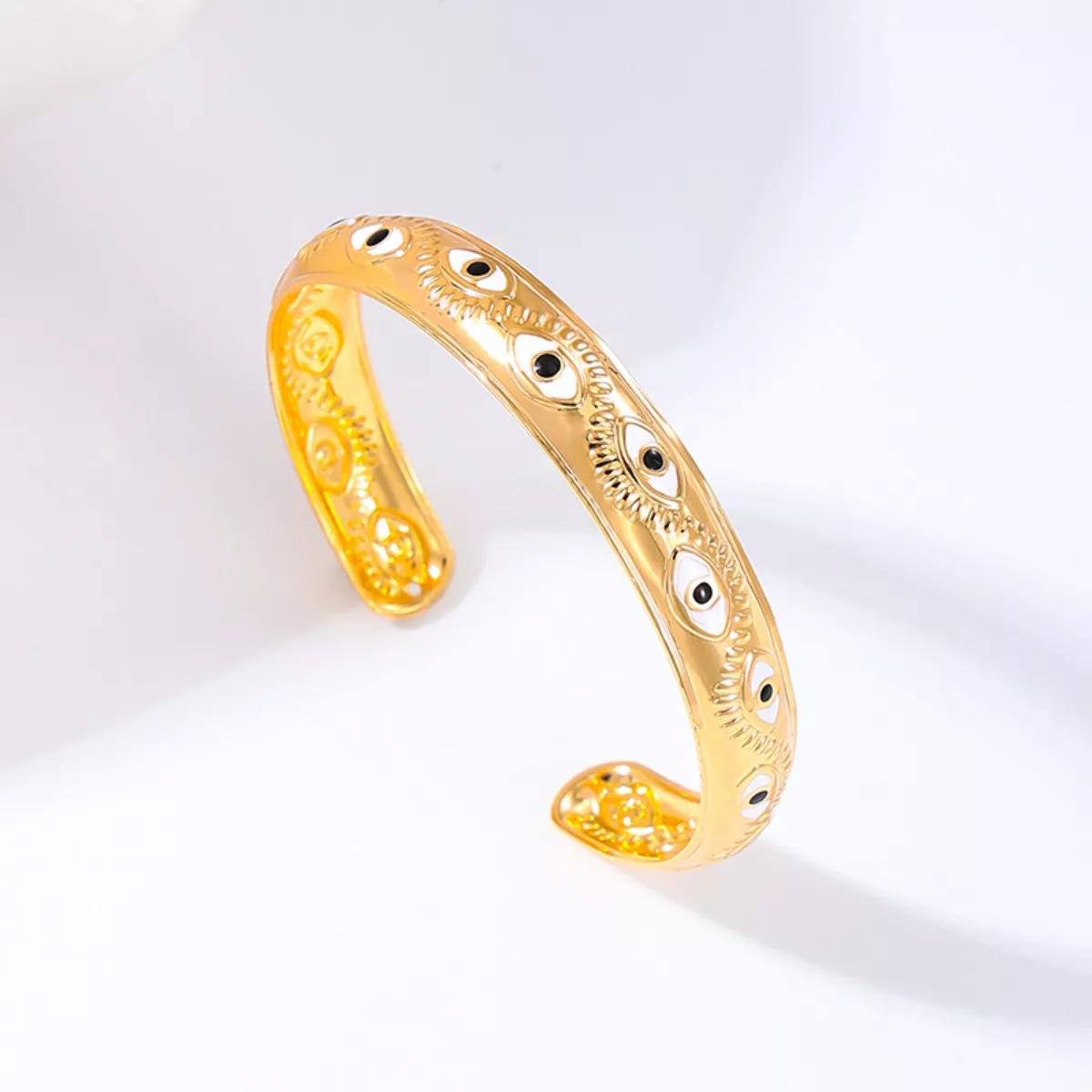 Evil Eye Open Bangle Bracelet - Image 3
