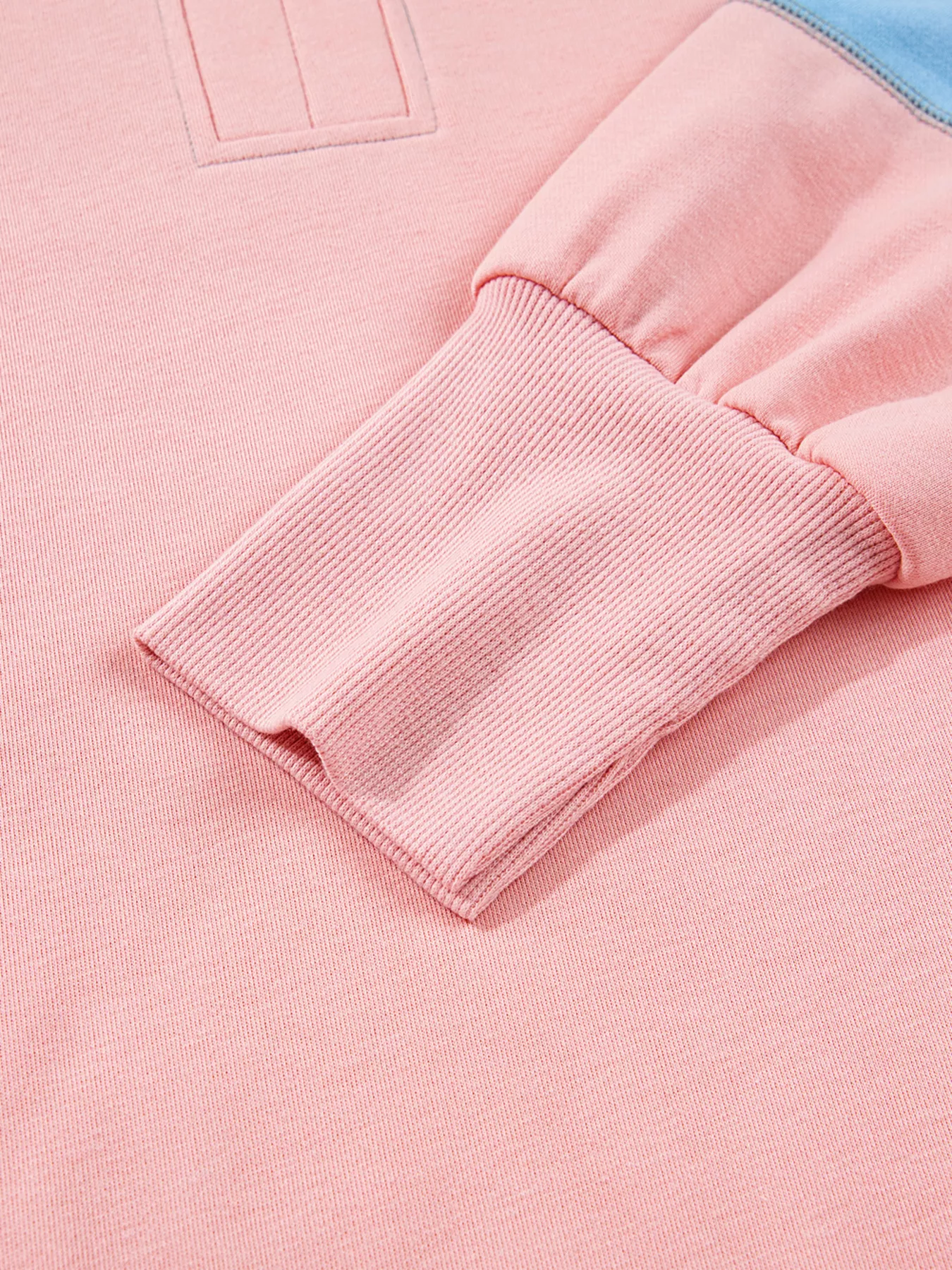 Exposed Seam Color Block Patchwork Slit Cuffs Oversize Sweatshirt - Image 9
