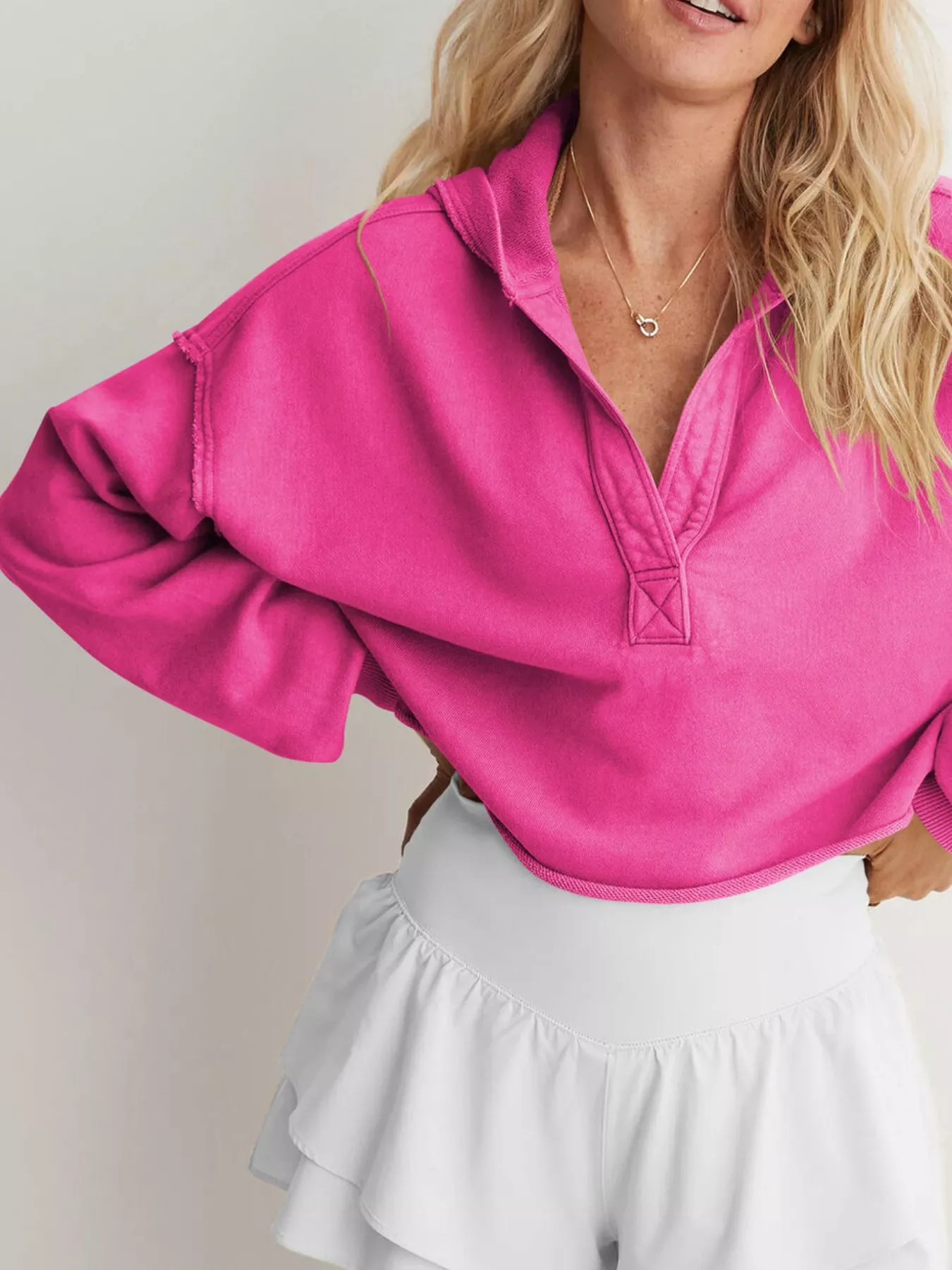 Exposed Seam Dropped Shoulder Hoodie - Image 22