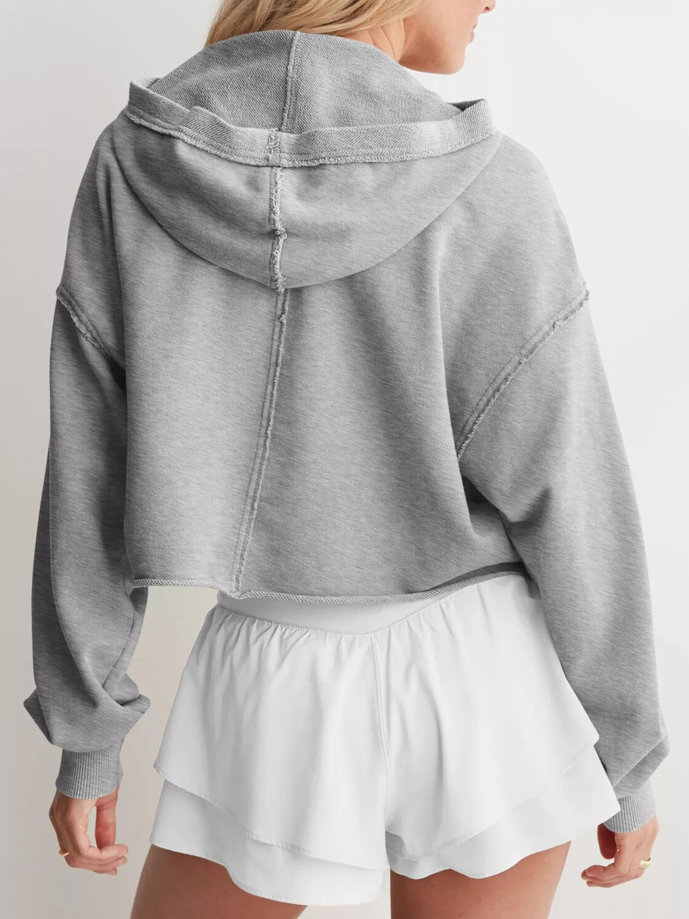 Exposed Seam Dropped Shoulder Hoodie - Image 3