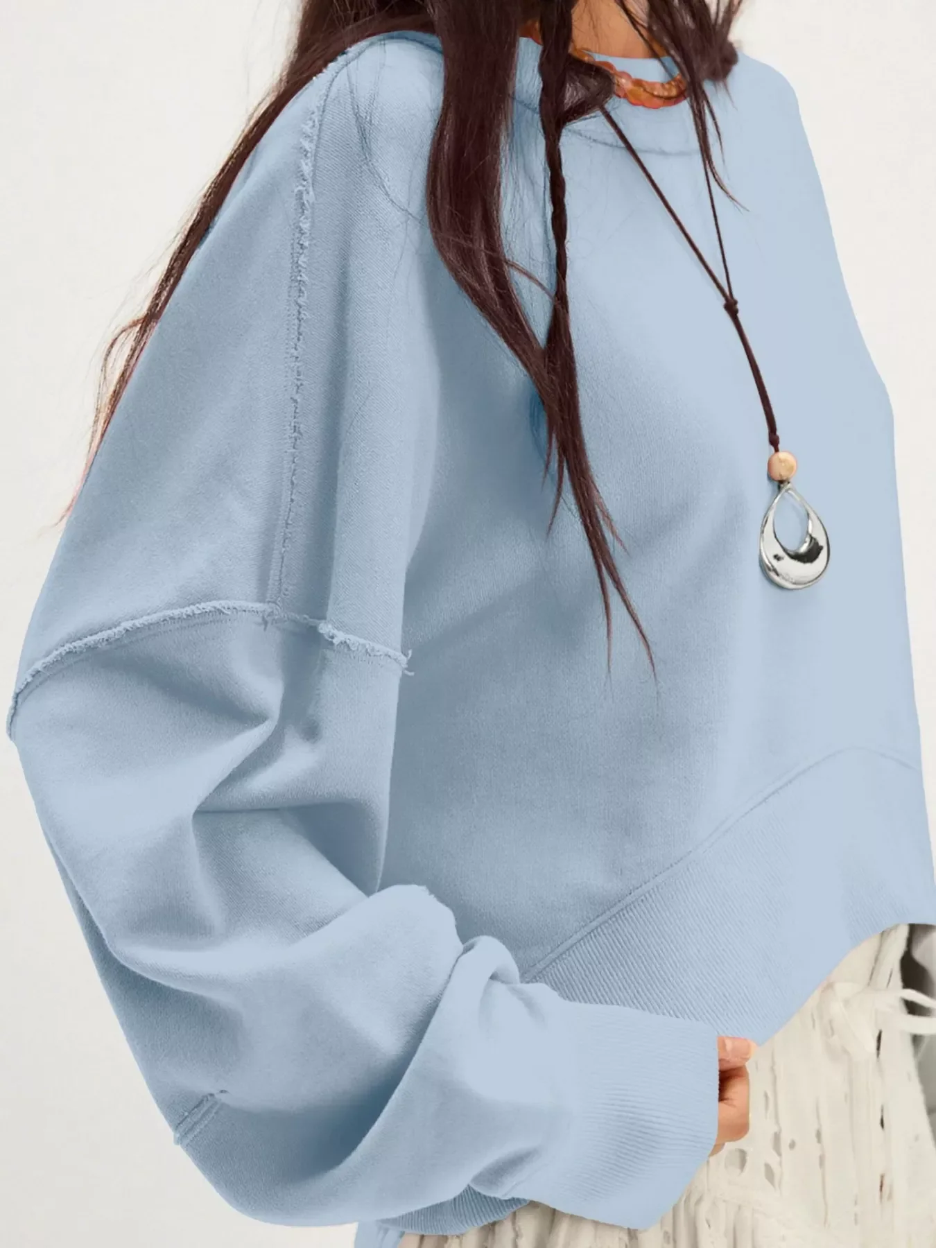 Exposed Seam Dropped Shoulder Sweatshirt - Image 6