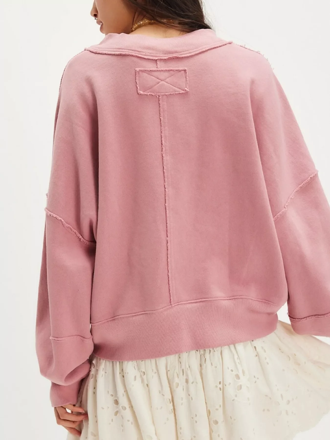 Exposed Seam Dropped Shoulder Sweatshirt - Image 8