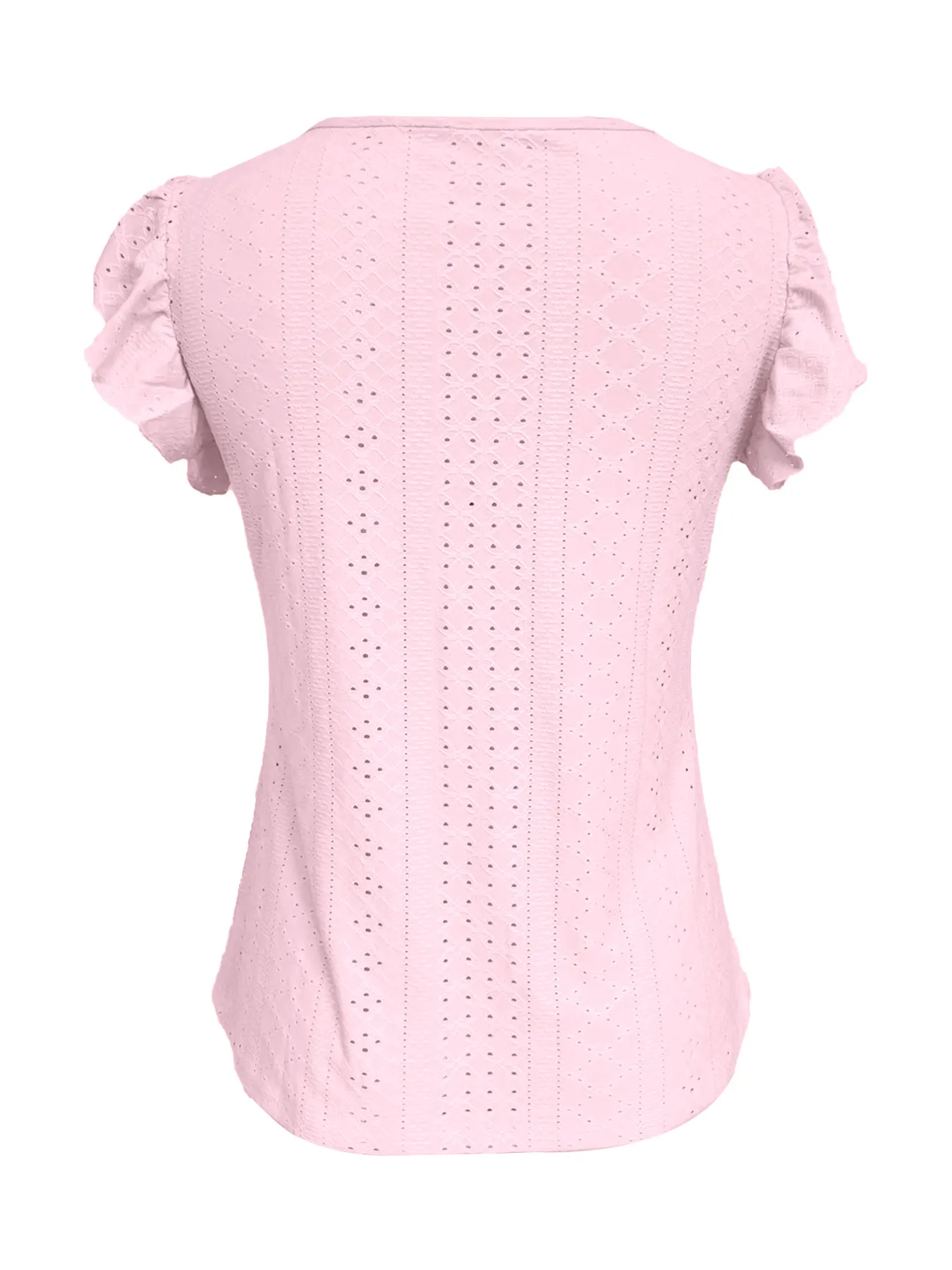 Eyelet Button-Front Flutter Sleeve Top - Image 11