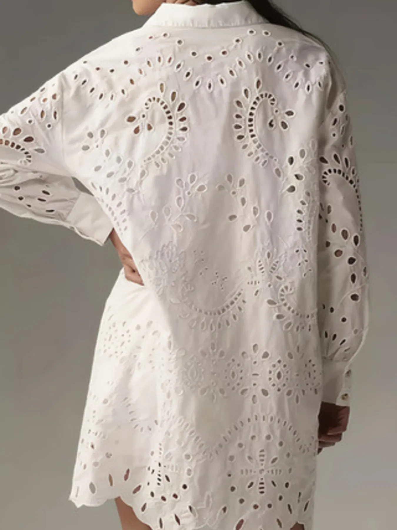 Eyelet Button Front Shirt Dress - Image 3