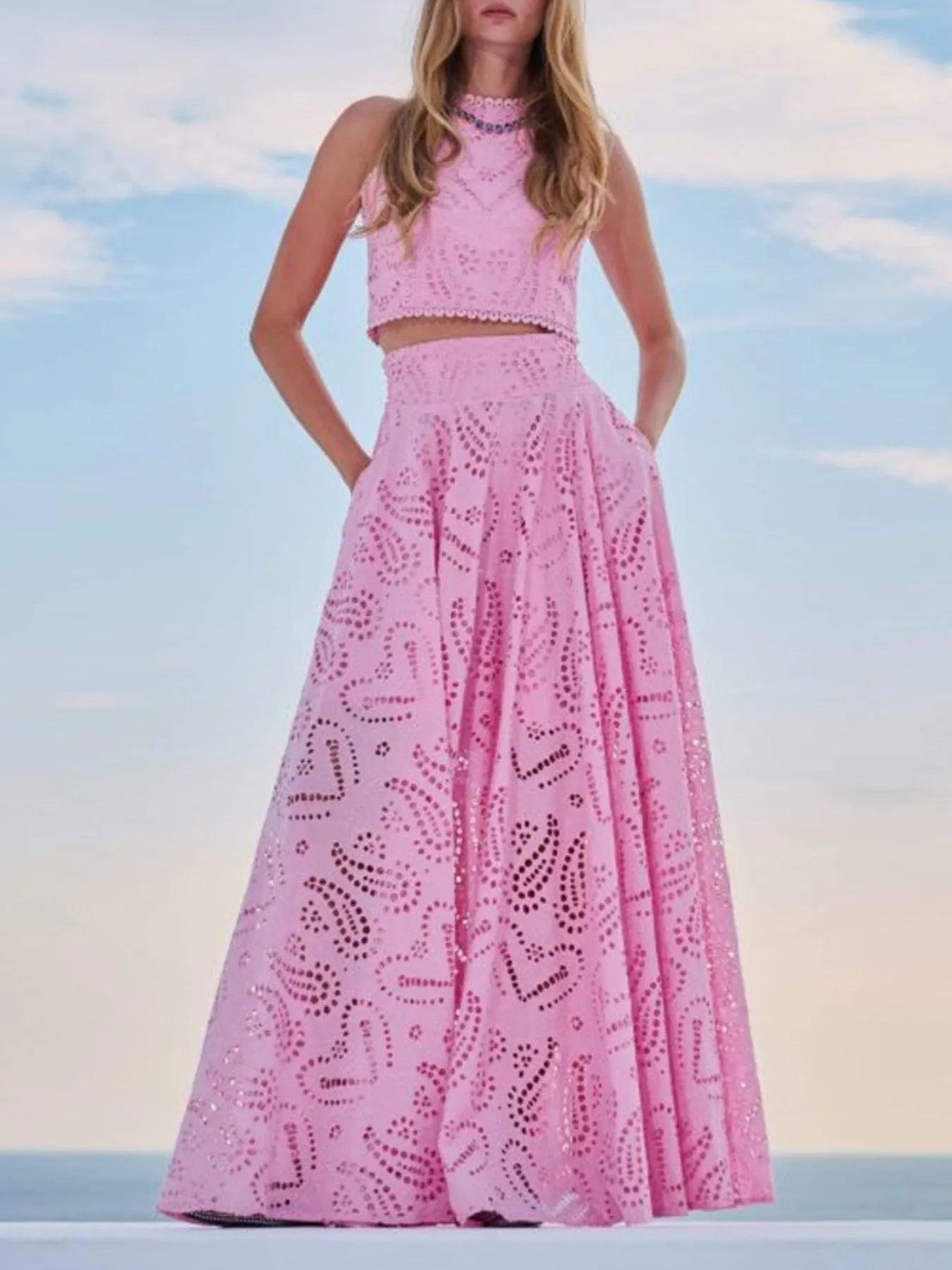 Eyelet Lace Top and Maxi Skirt Set - Image 6