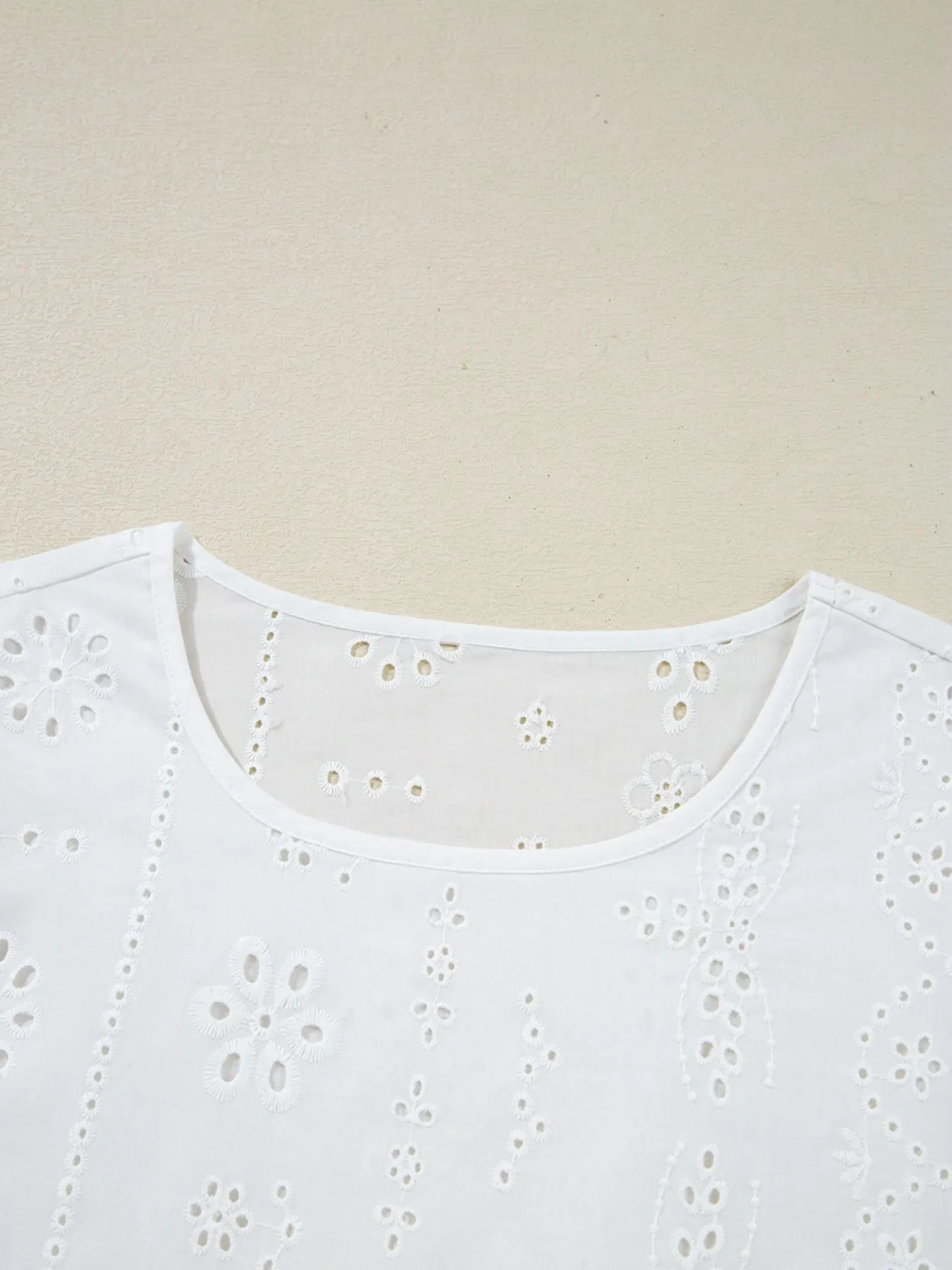 Eyelet Long Sleeve Blouse with Elastic Cuffs - Image 6