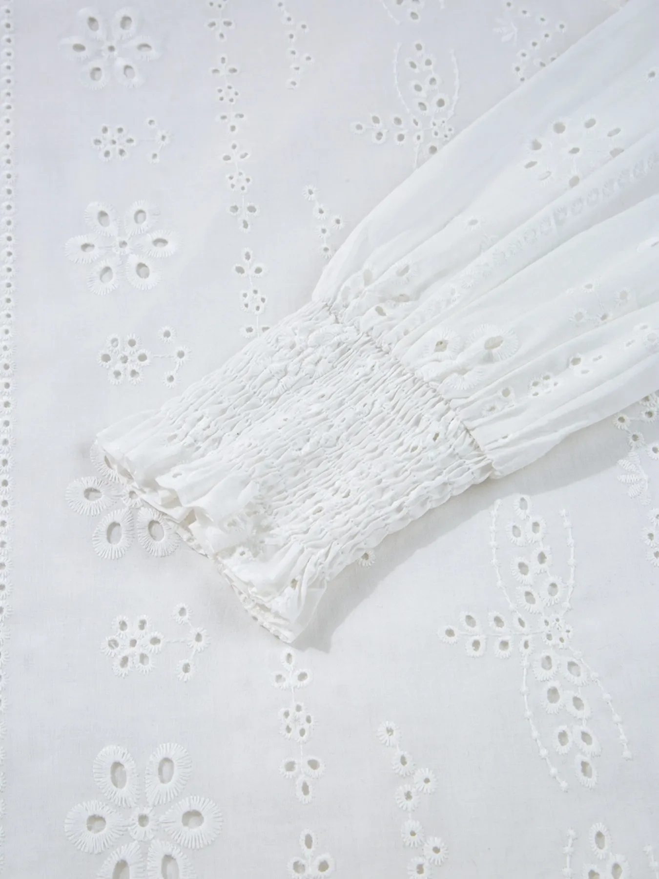Eyelet Long Sleeve Blouse with Elastic Cuffs - Image 7