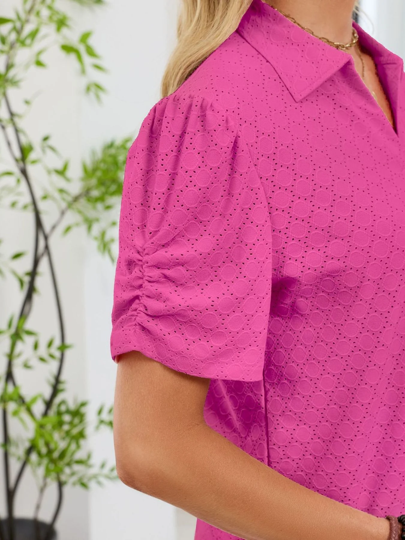 Eyelet Short Sleeve Blouse - Image 23