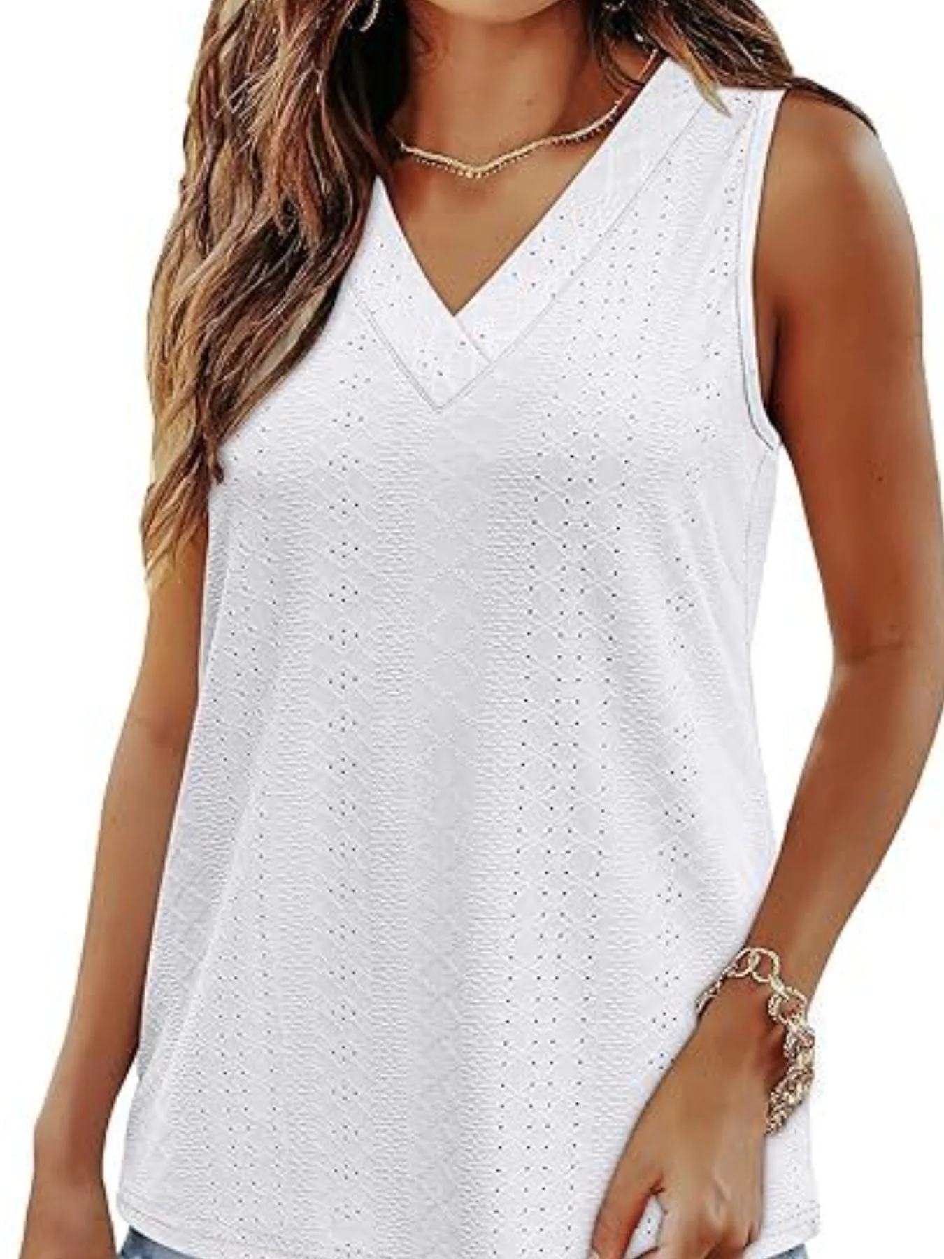 Eyelet V-Neck Tank - Image 29