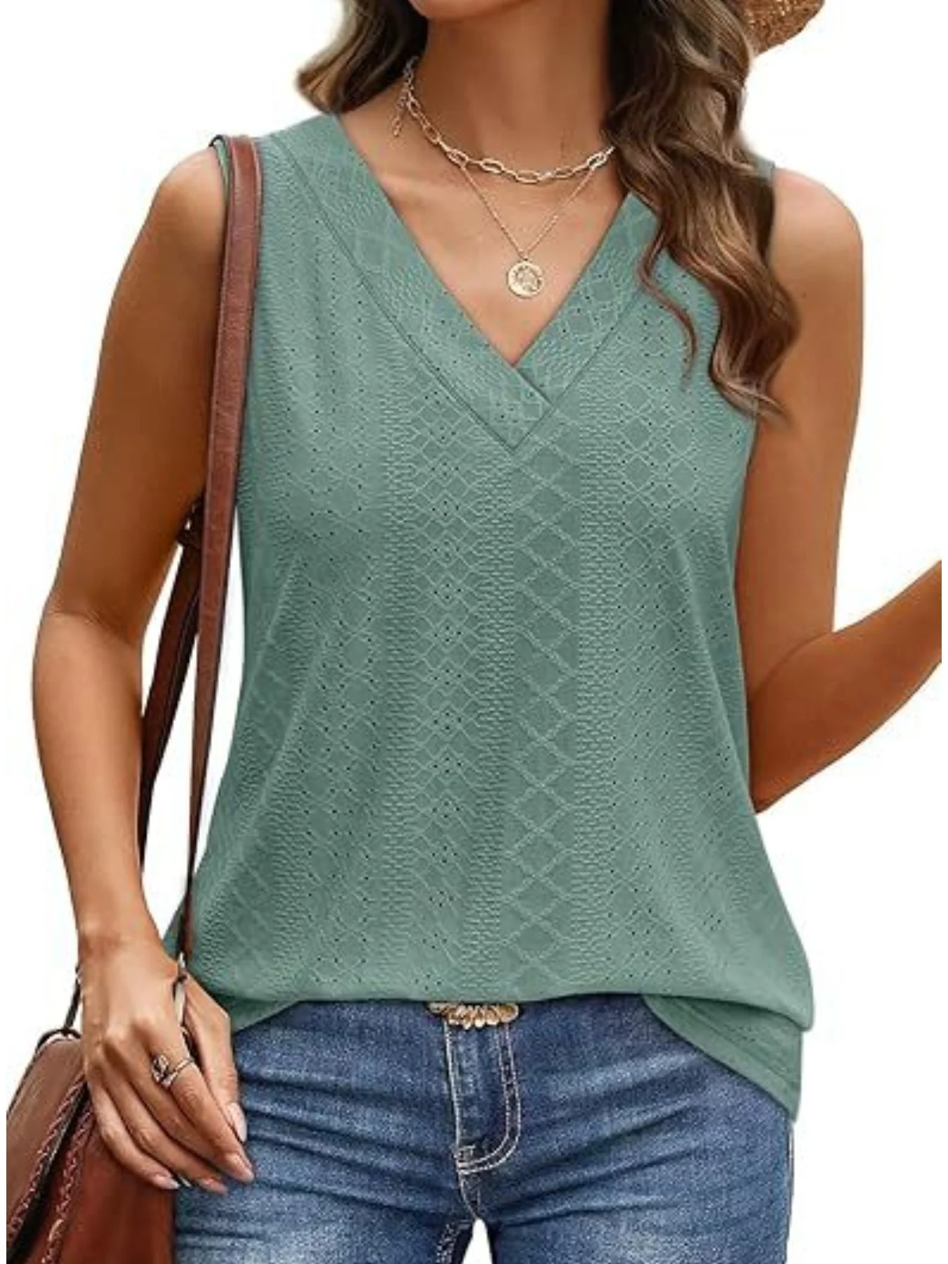 Eyelet V-Neck Tank - Image 8
