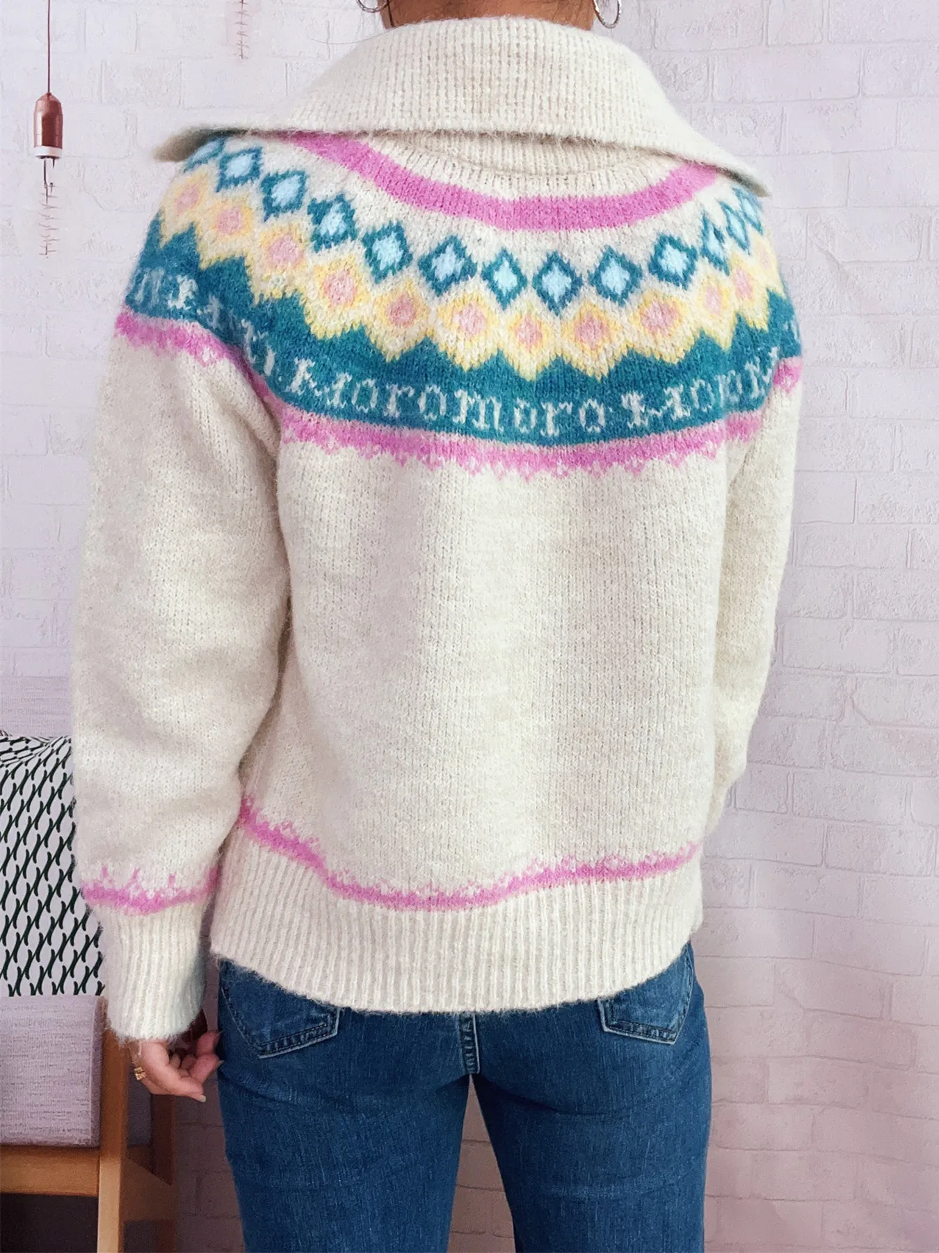 Fair Isle Pattern Zip-Up Cardigan - Image 16