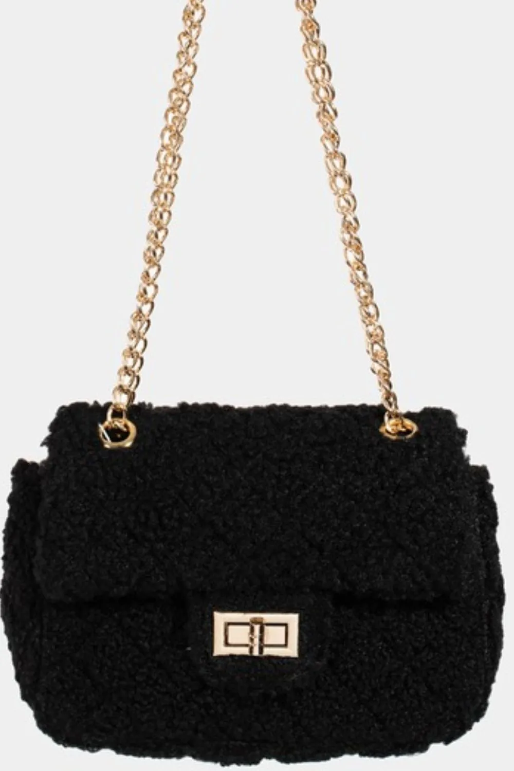Fame Faux Fur Rectangle Crossbody Bag - Image 3