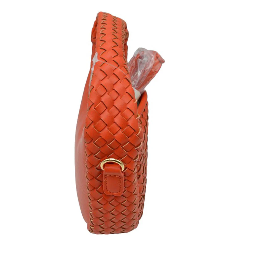 Faux Leather Woven Patterned Top Handle Tote Shoulder Bag - Image 9