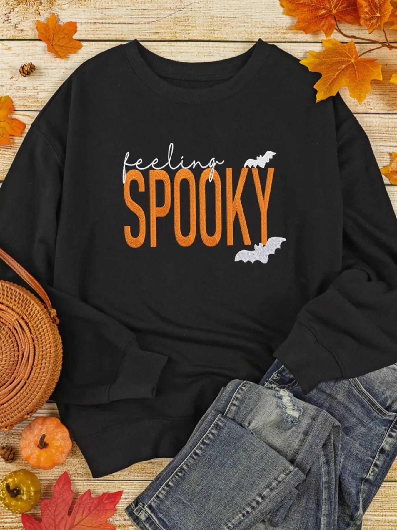 Feeling Spooky Halloween Embroidered Sweatshirt - Image 4