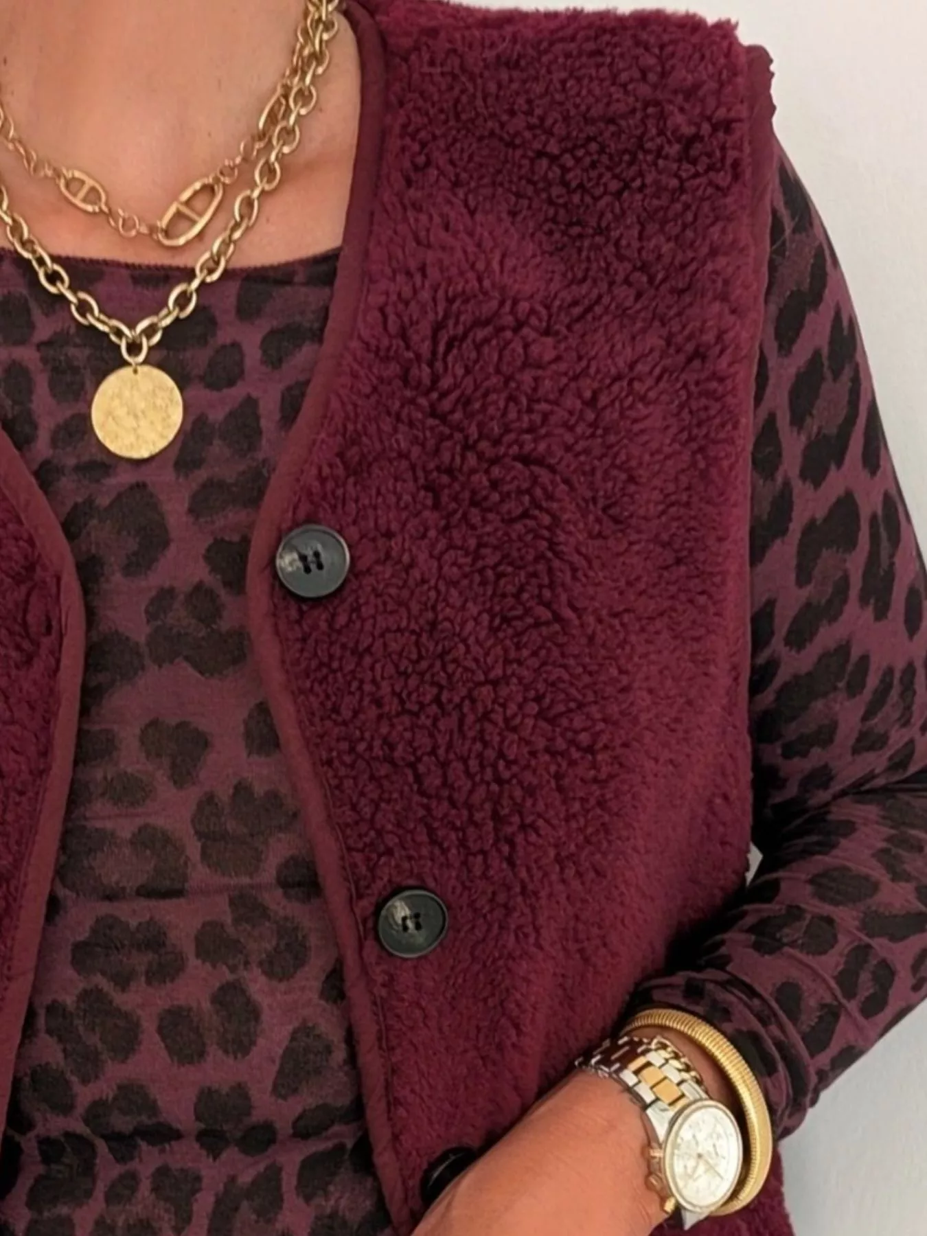 Fleece Button-Down Vest Coat - Image 3