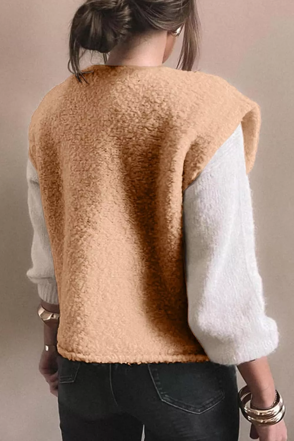Fleece Button-Down Vest Coat - Image 3