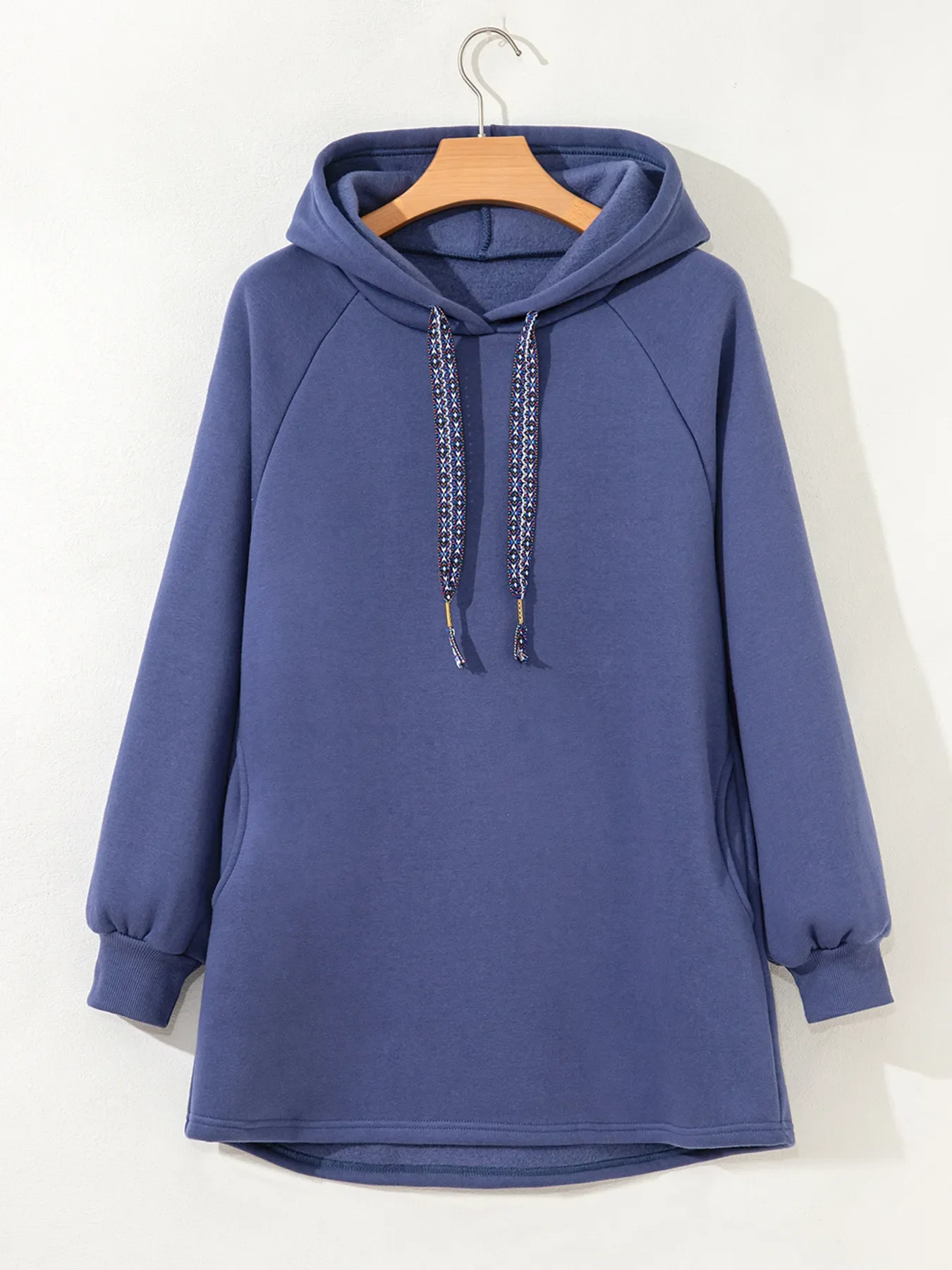 Fleece Lined Adjustable Drawstring Oversize Tunic Hoodie - Image 2