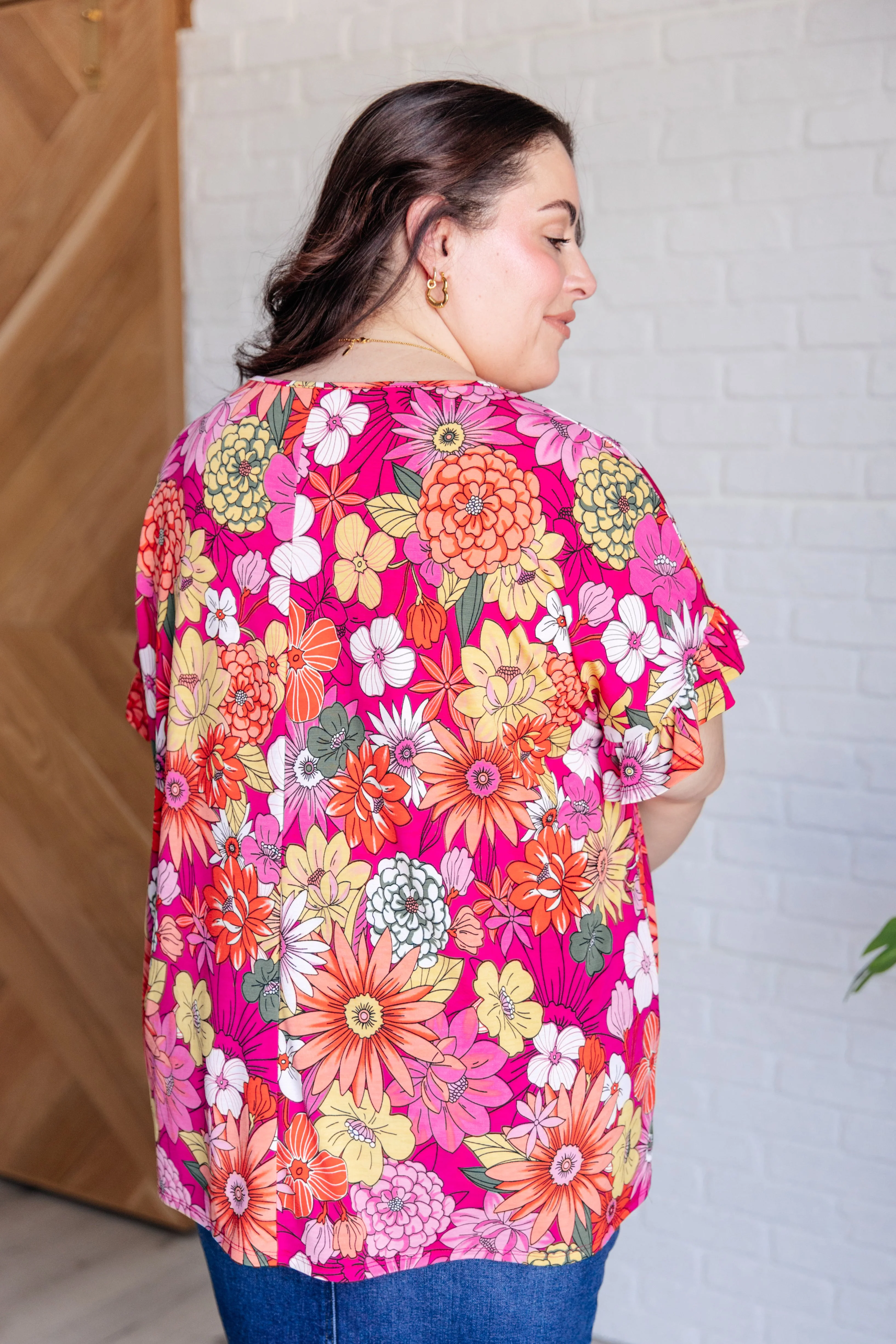 Flit About Floral Top in Pink - Image 10